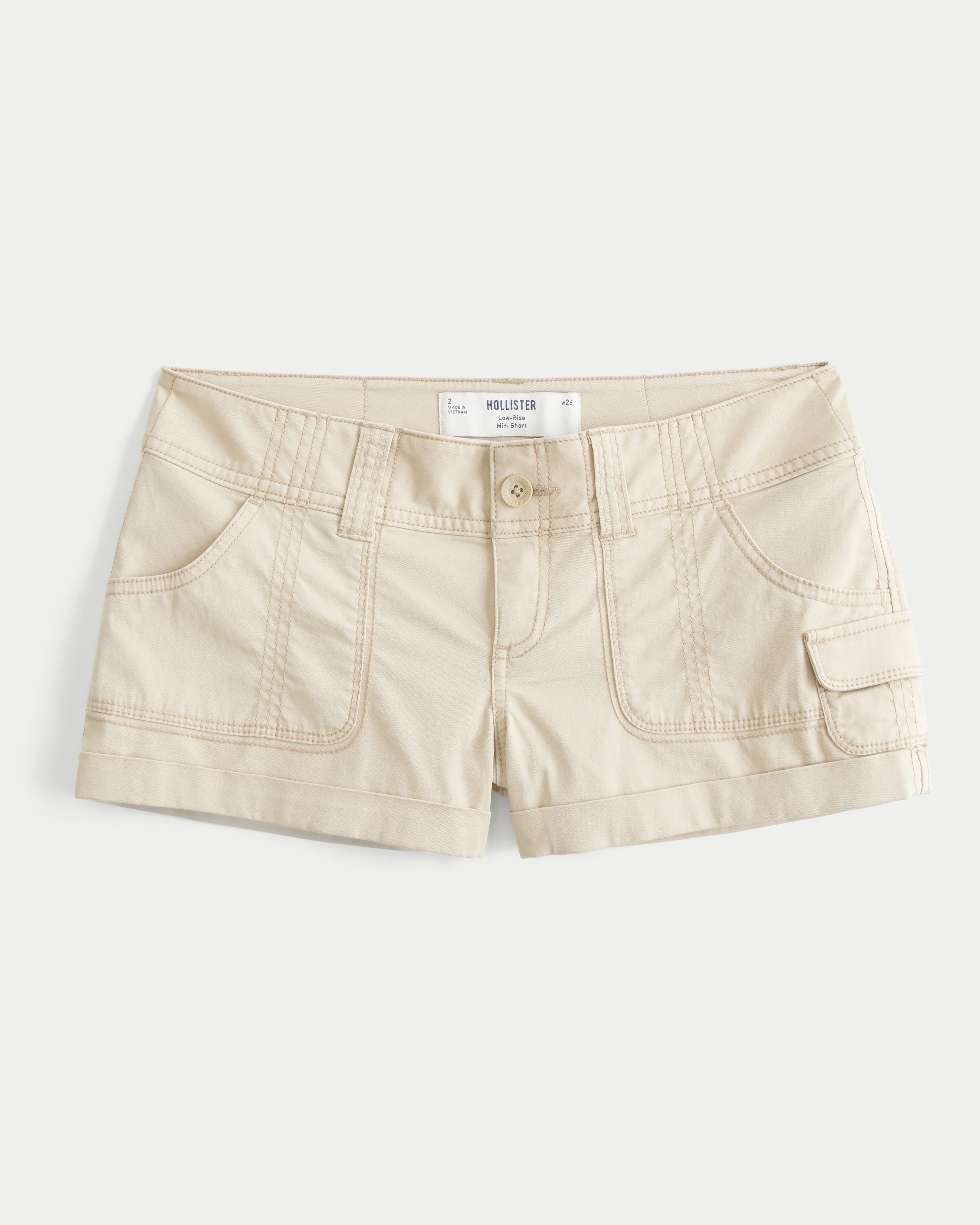 Low-Rise Twill Utility Mini Shorts