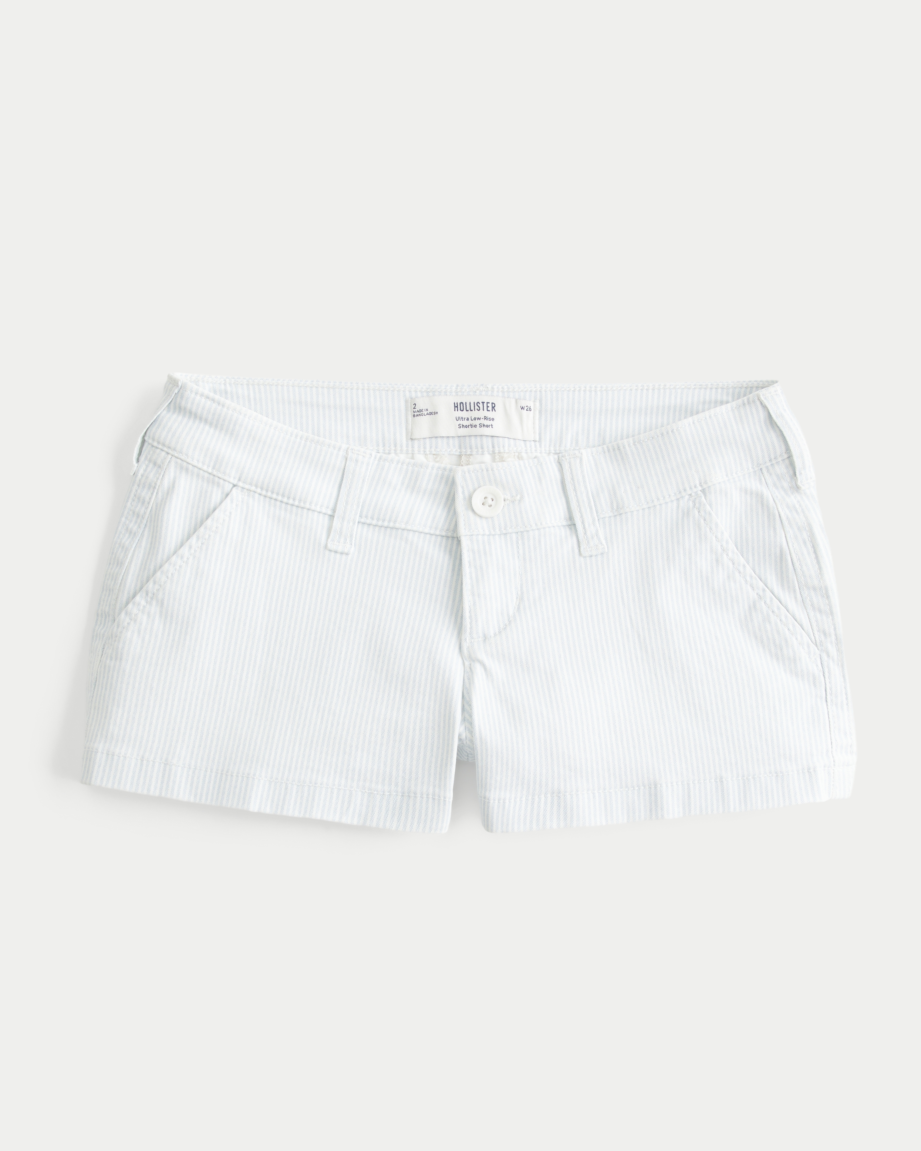 Striped Twill Shortie Shorts
