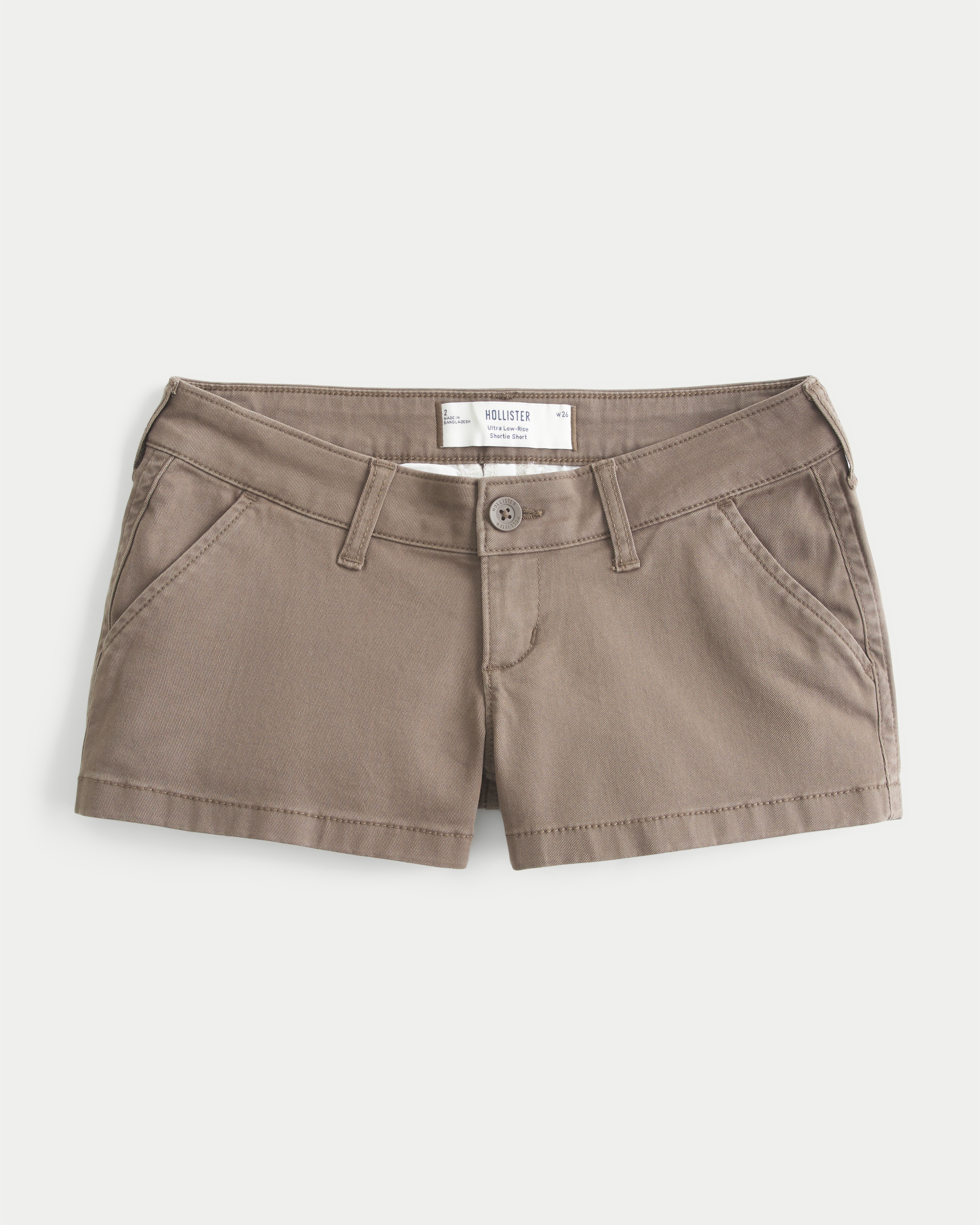 Ultra Low-Rise Twill Shortie Shorts