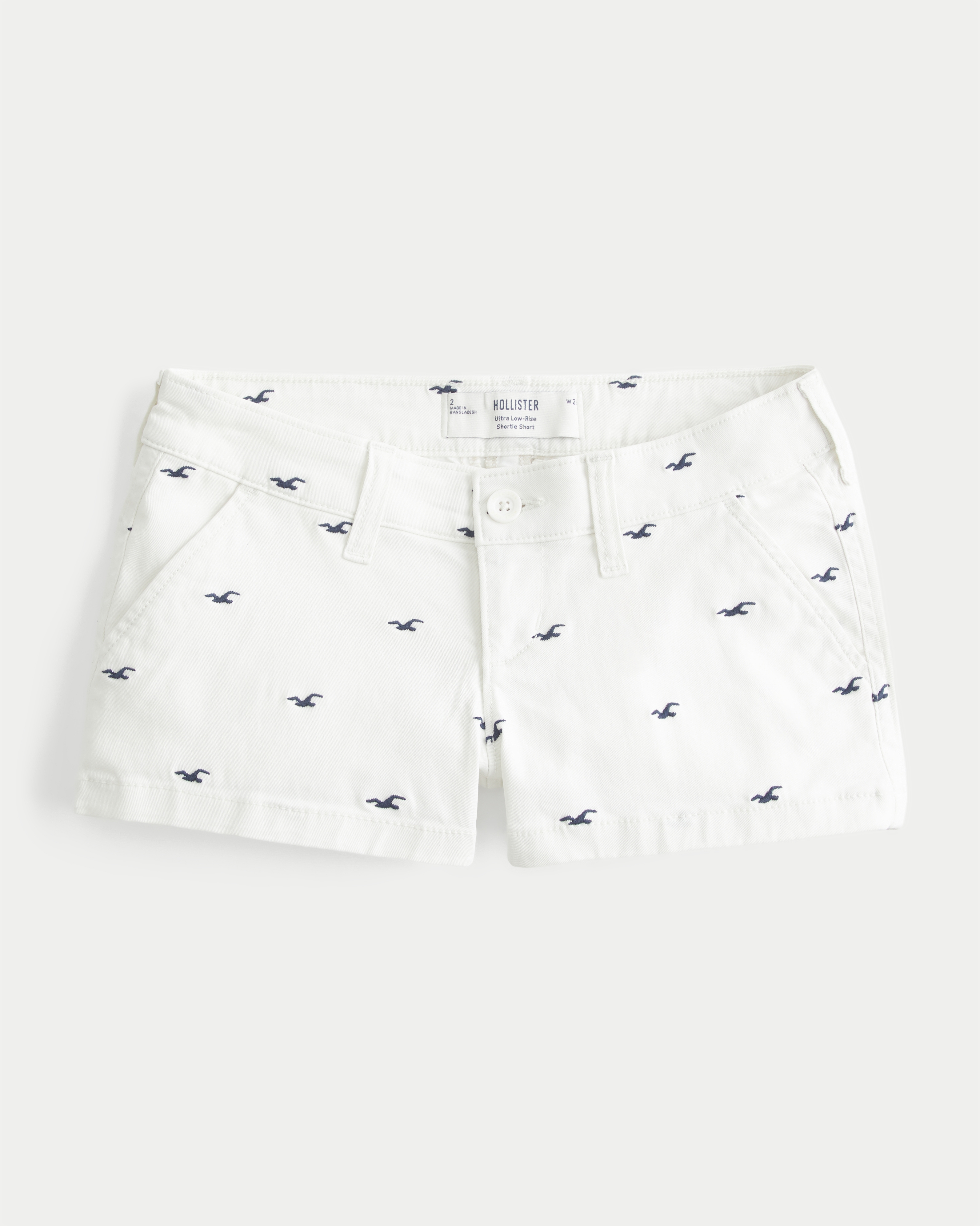 Ultra Low-Rise Icon Pattern Twill Shortie Shorts