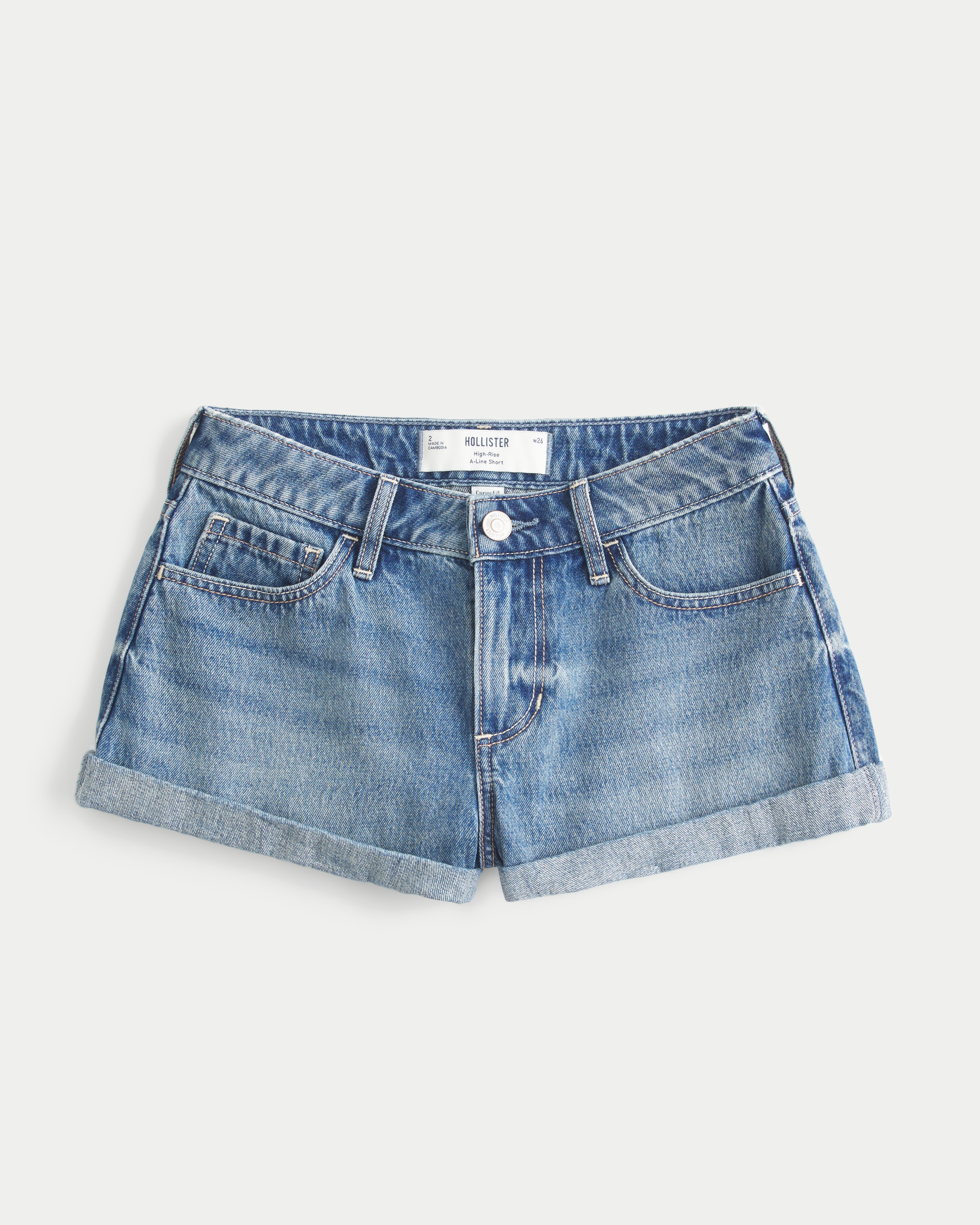 Curvy High-Rise A-Line Denim Shorts