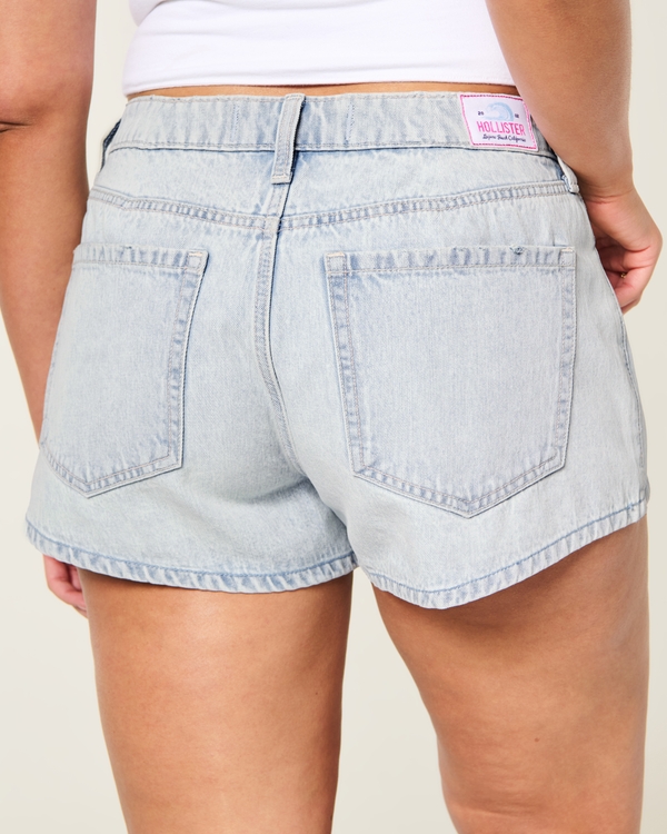 Curvy High-Rise Palm Tree Graphic A-Line Denim Shorts, Light view 2