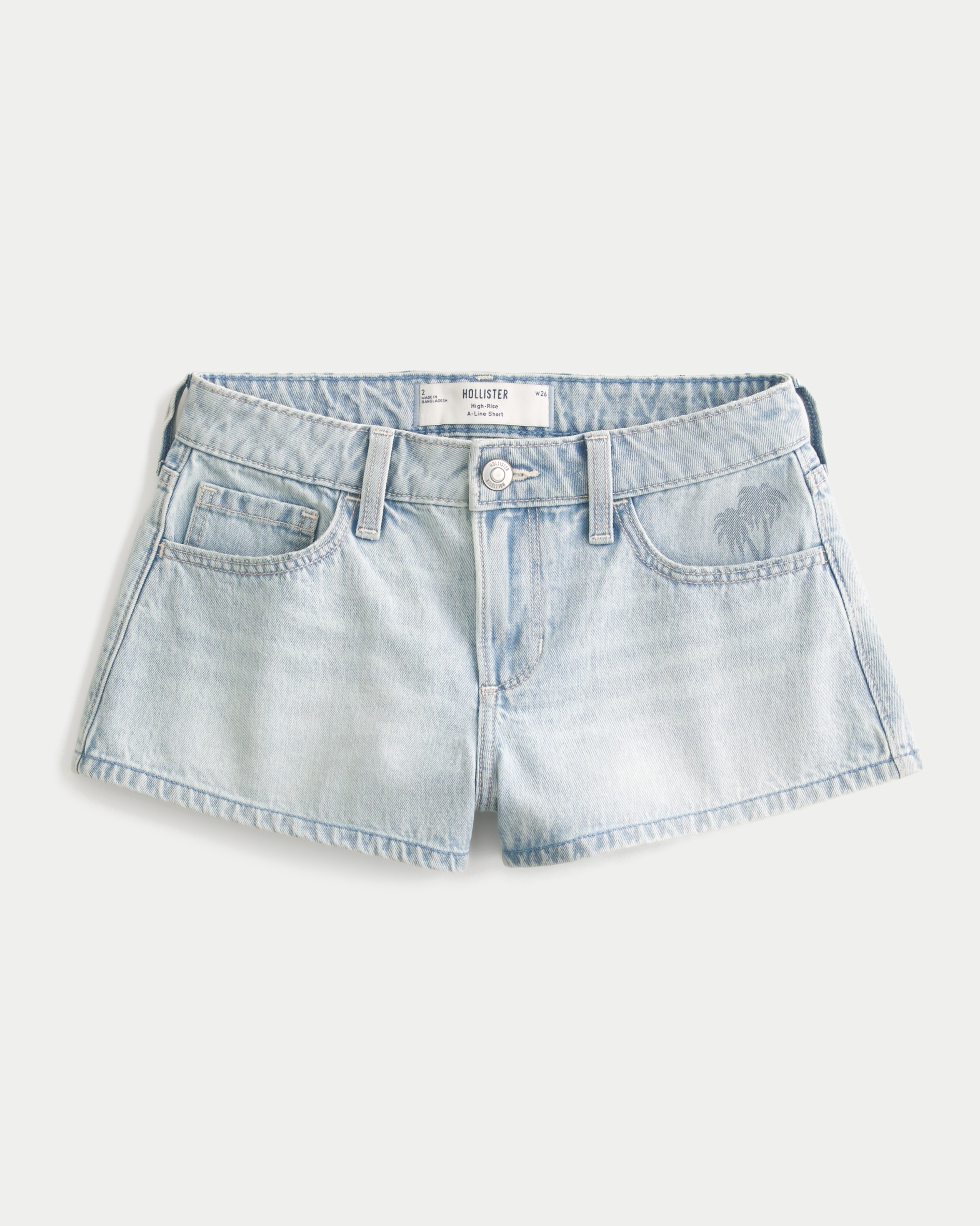 Curvy High-Rise Palm Tree Graphic A-Line Denim Shorts