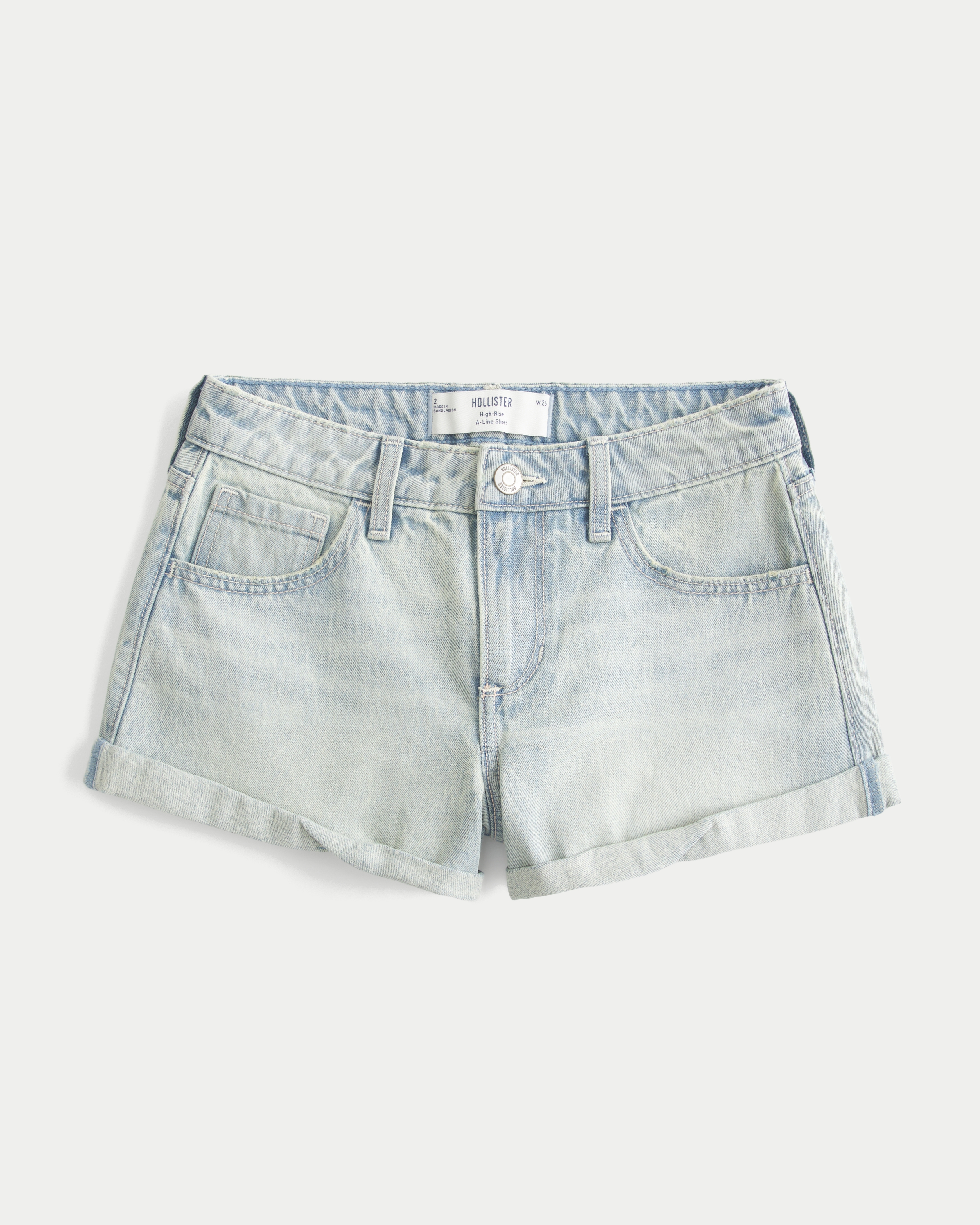 High-Rise A-Line Denim Shorts