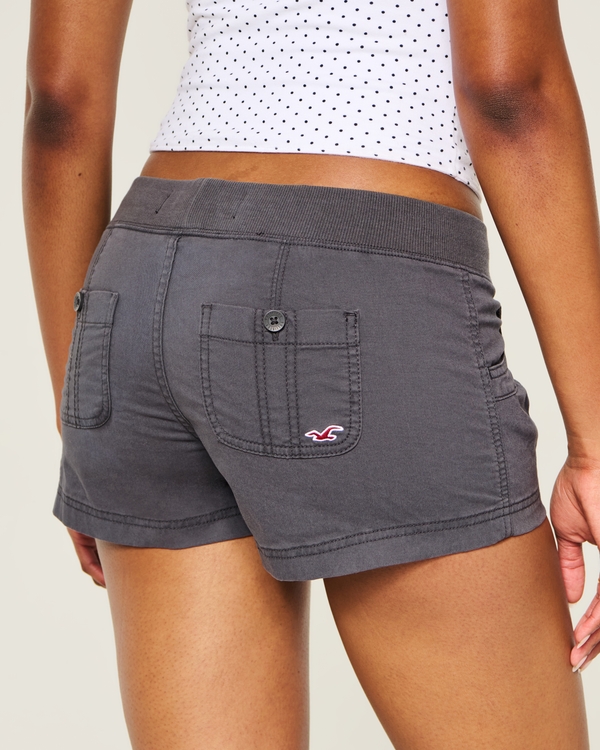Hollister Remi Low-Rise Poplin Mini Shorts, Dark Grey Flat view 2