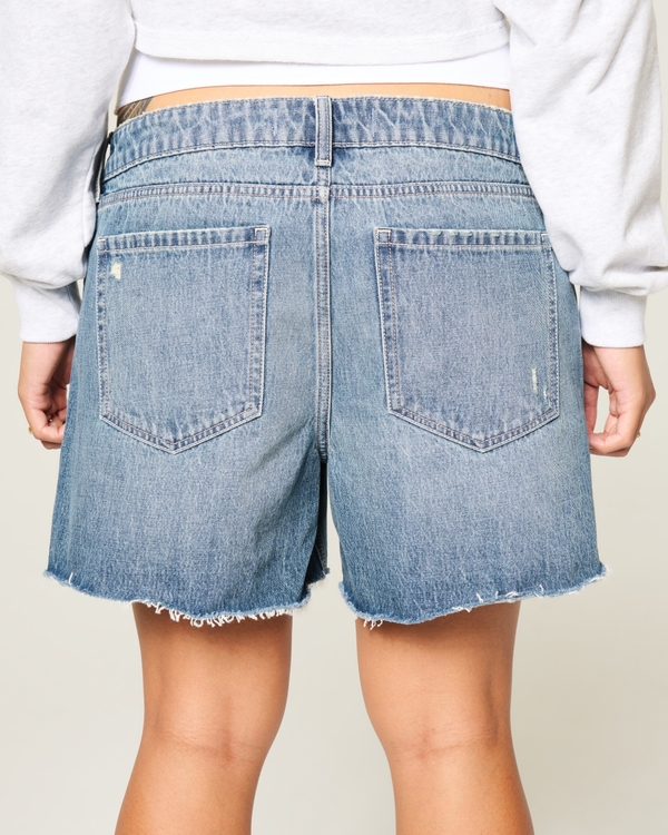 Low-Rise Medium Wash Baggy Jean Shorts, Medium view 2