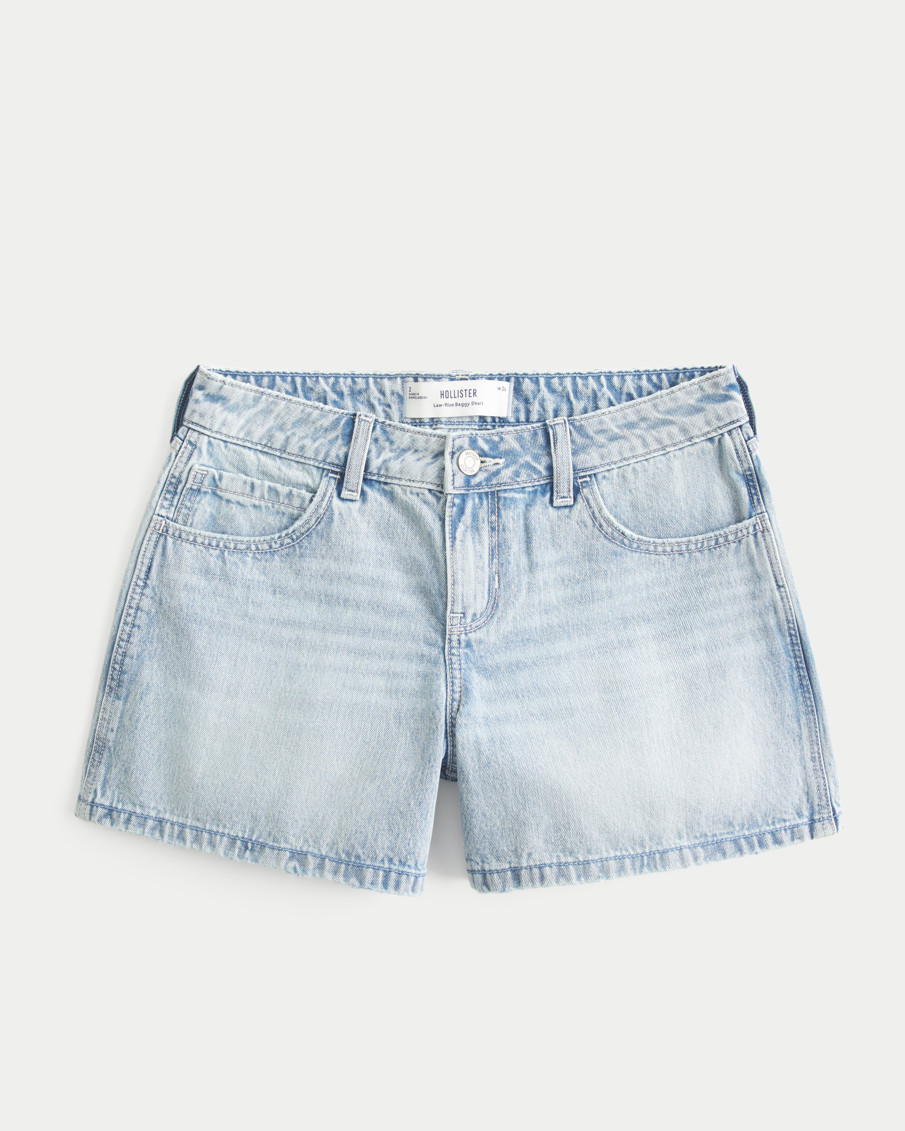 Low-Rise Light Wash Baggy Jean Shorts