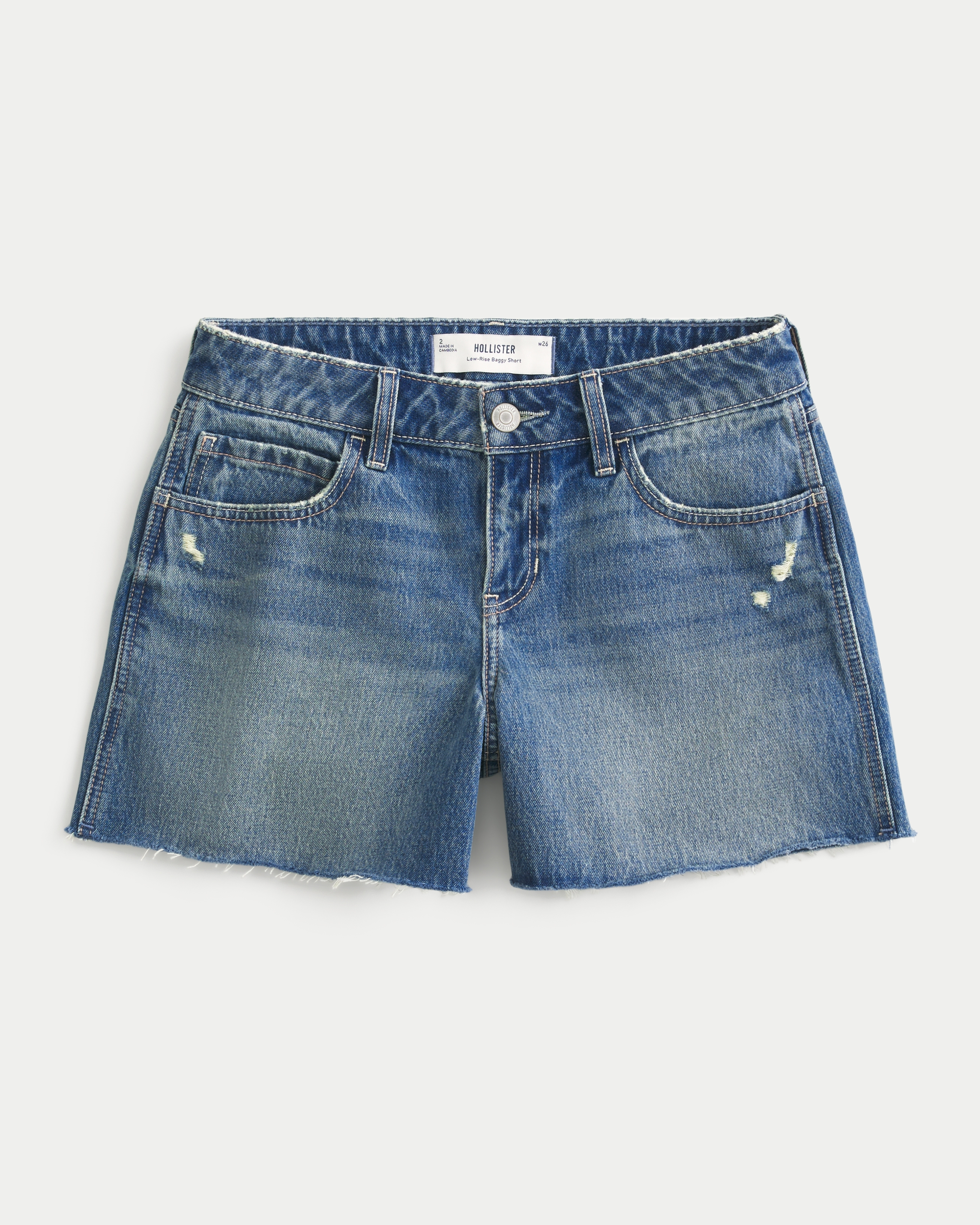 Curvy Low-Rise Medium Wash Baggy Jean Shorts