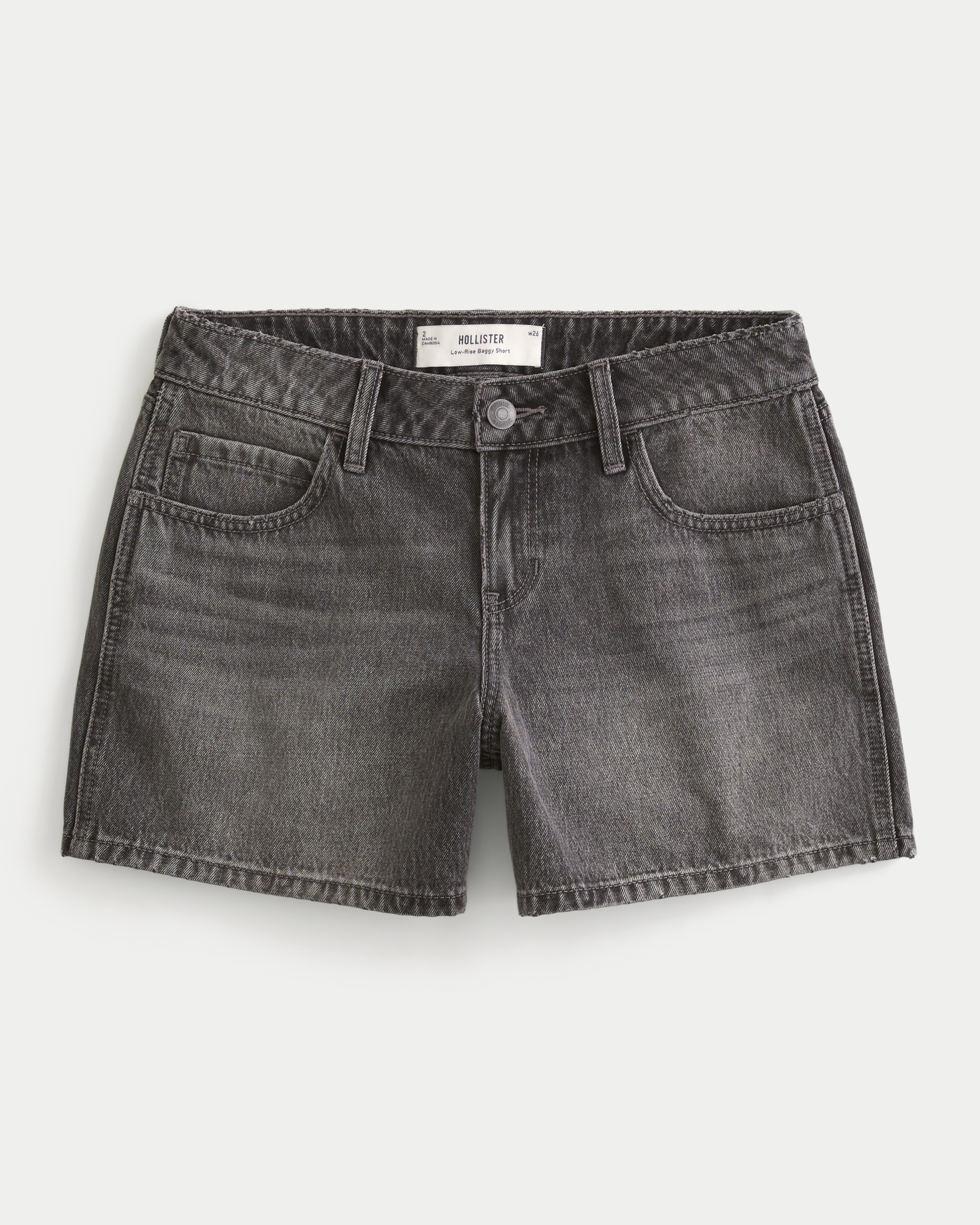 Curvy Low-Rise Grey Baggy Jean Shorts