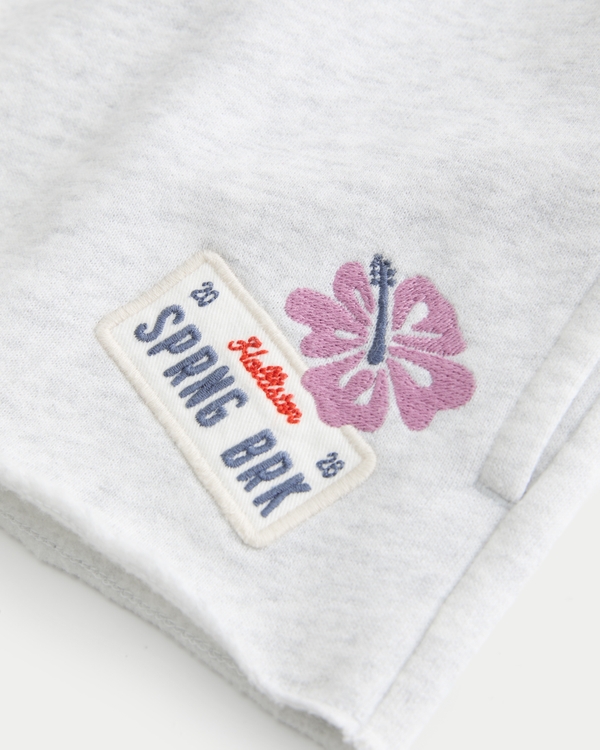 Senior Spring Break Graphic Fleece Mini Shorts, Heather Grey view 2