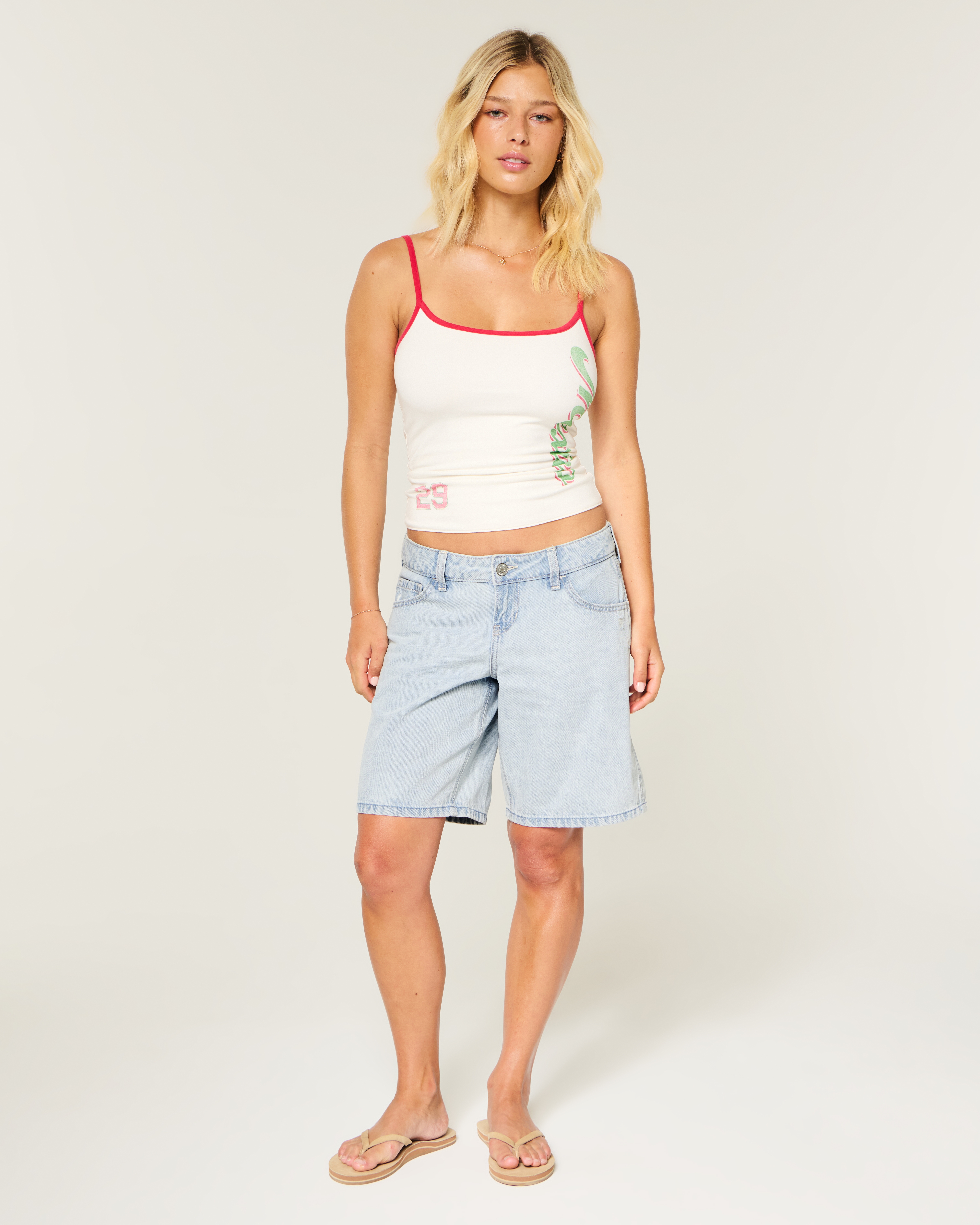 Hollister Andi Adjustable Ultra Low-Rise Baggy Jean Shorts