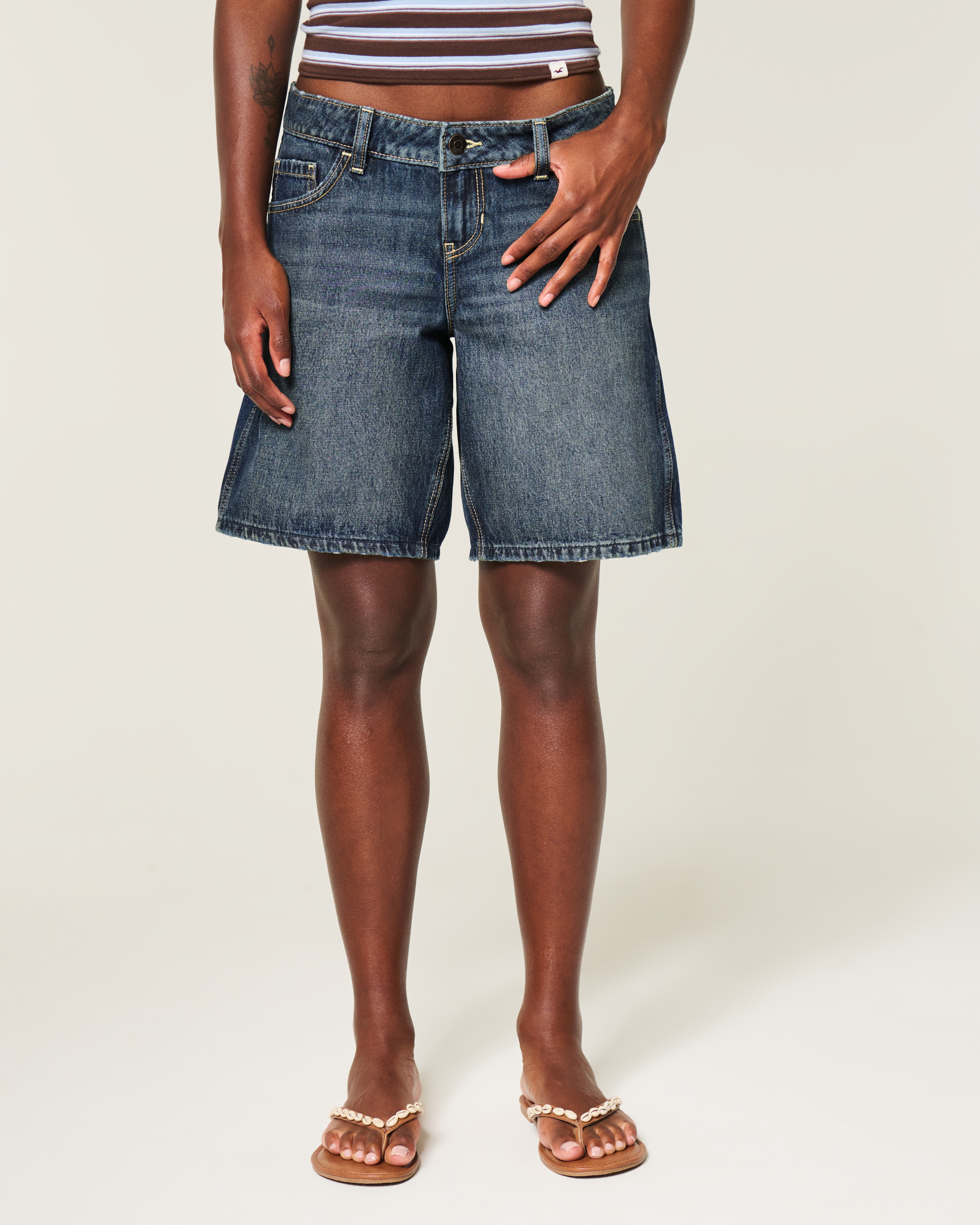 Hollister Andi Adjustable Ultra Low-Rise Jean Shorts