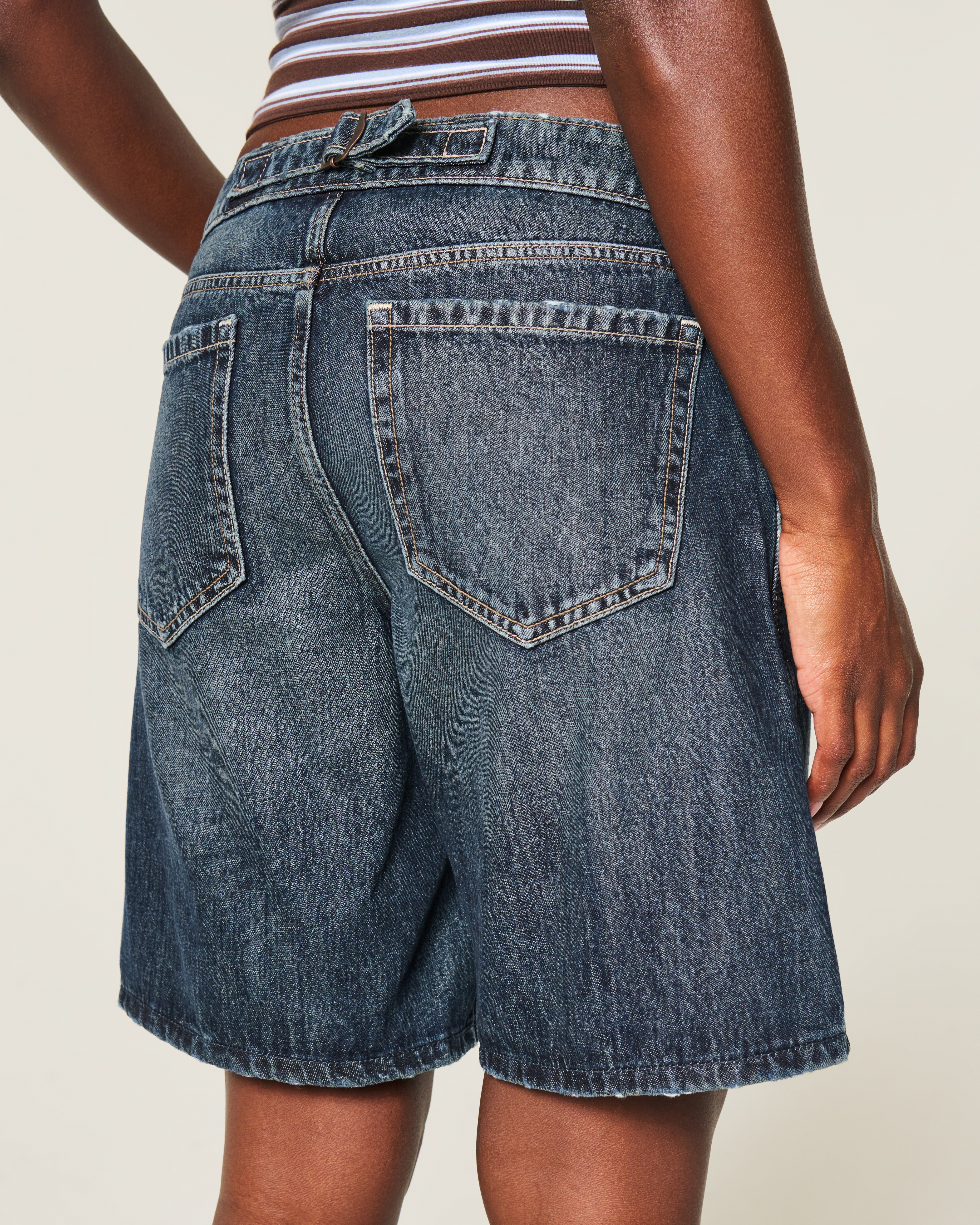 Hollister Andi Adjustable Ultra Low-Rise Jean Shorts