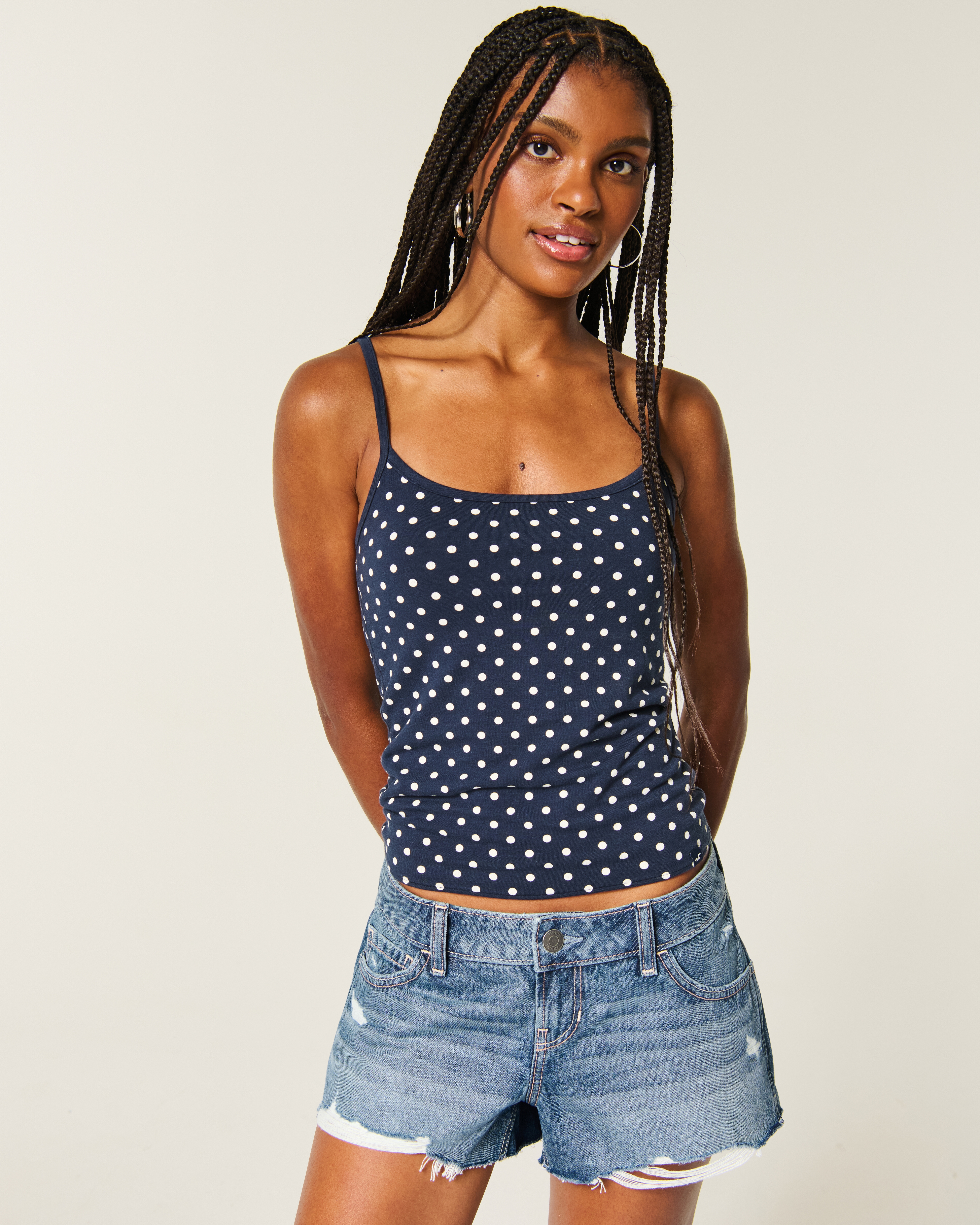 Low-Rise Ripped Mini Jean Shorts