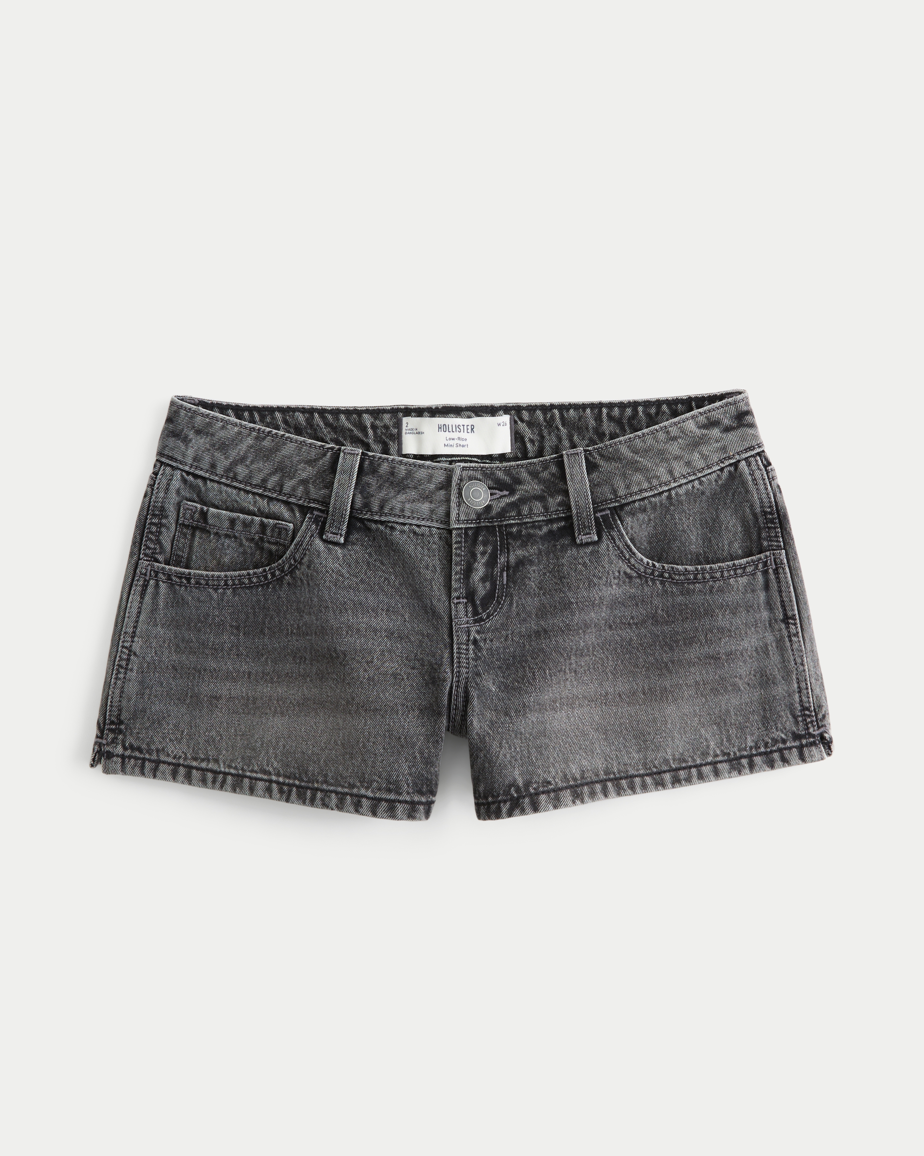 Low-Rise Grey Denim Mini Shorts