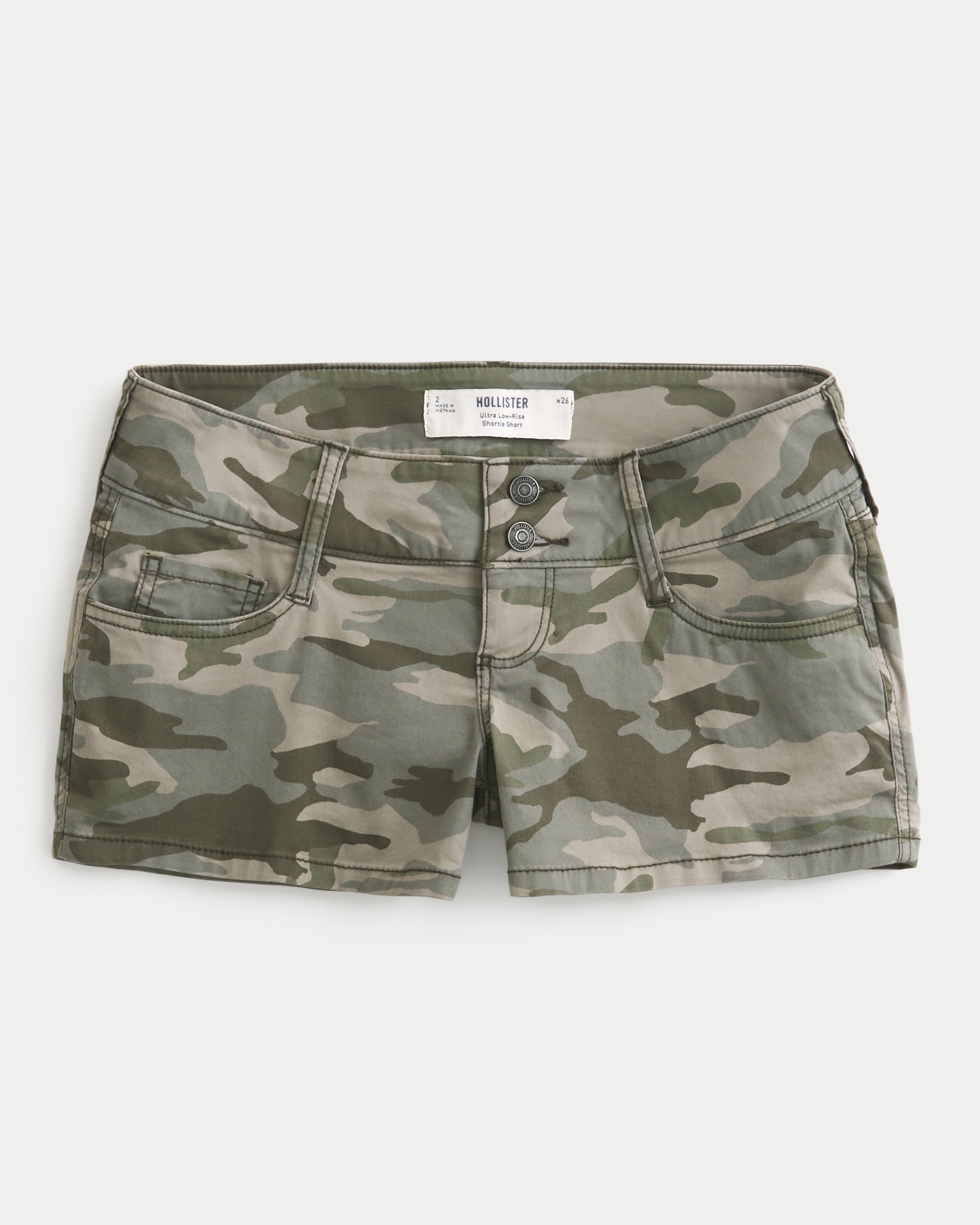 Ultra Low-Rise Camo Poplin Shortie Shorts