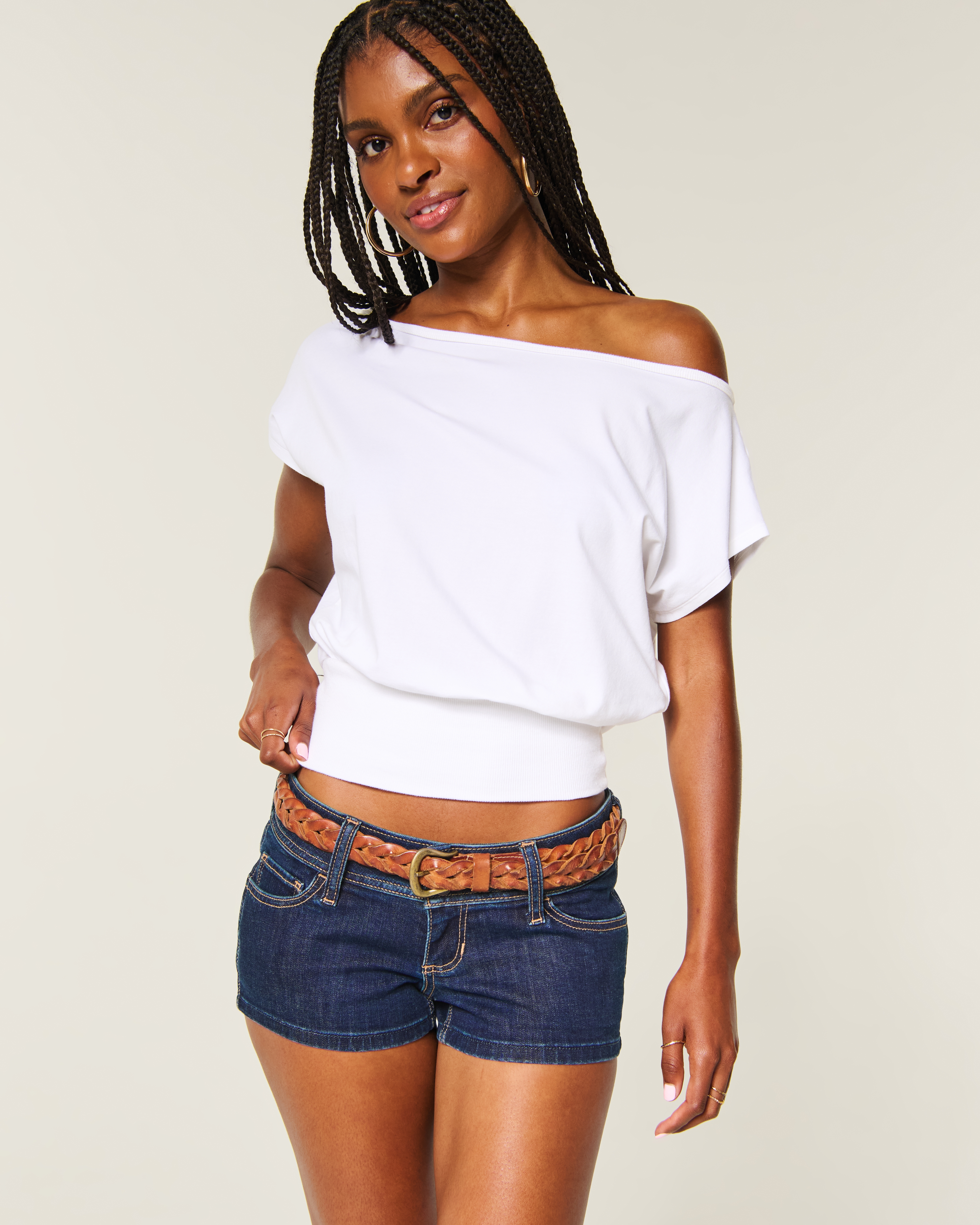 Ultra Low-Rise Jean Shortie Shorts
