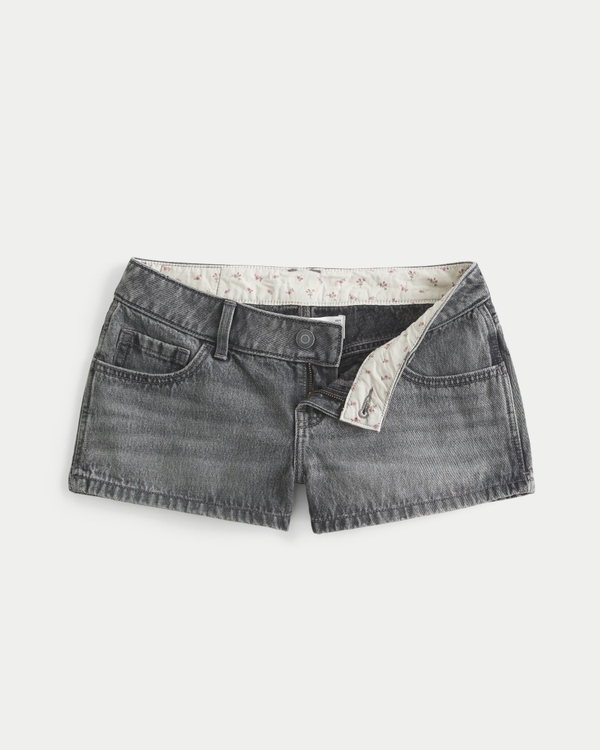 Low-Rise Mini Jean Shorts, Dark view 1