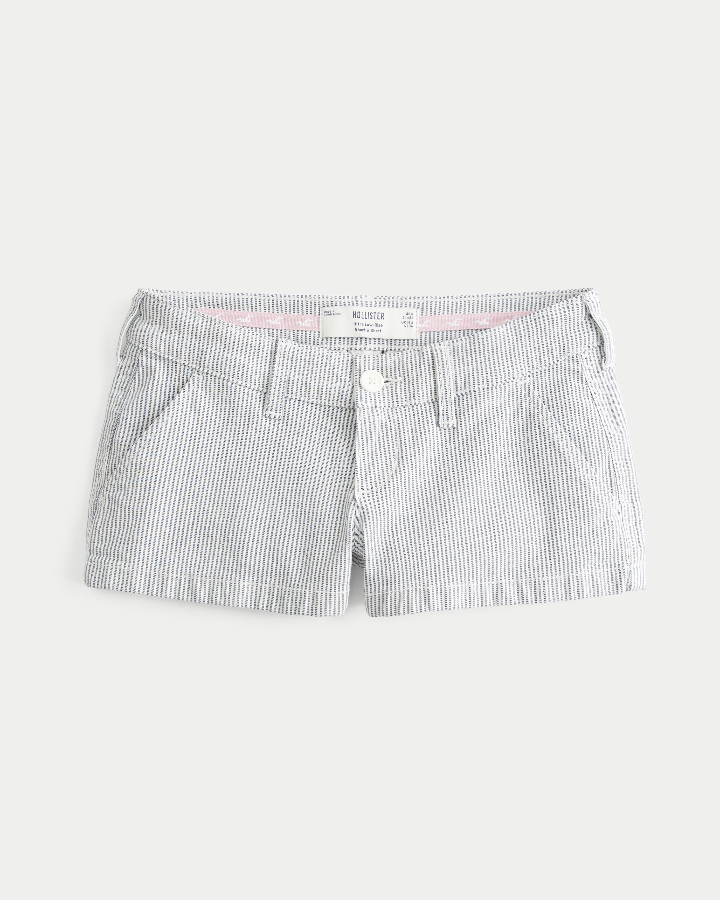 Ultra Low-Rise Striped Twill Shortie Shorts