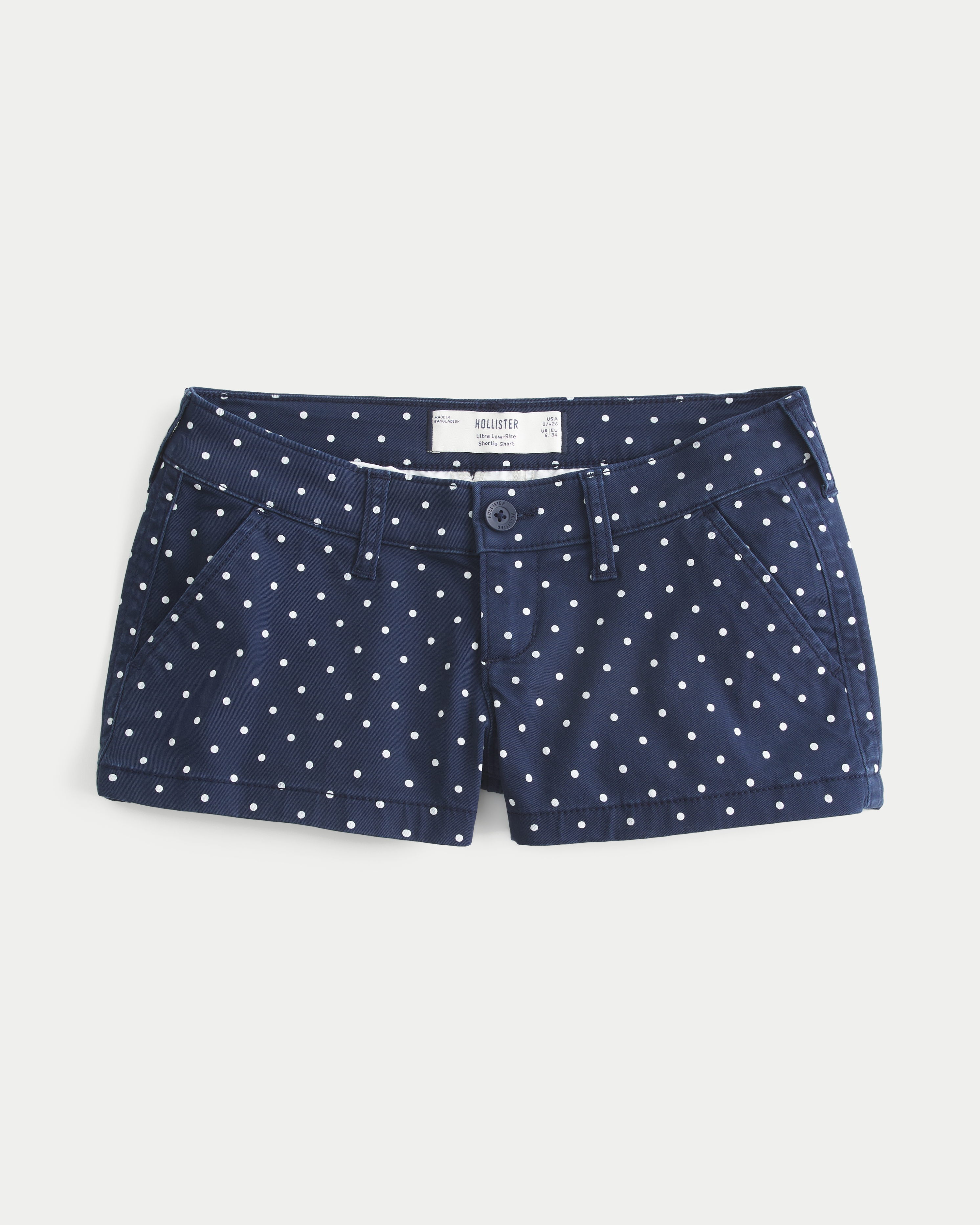 Ultra Low-Rise Twill Dot Shortie Shorts