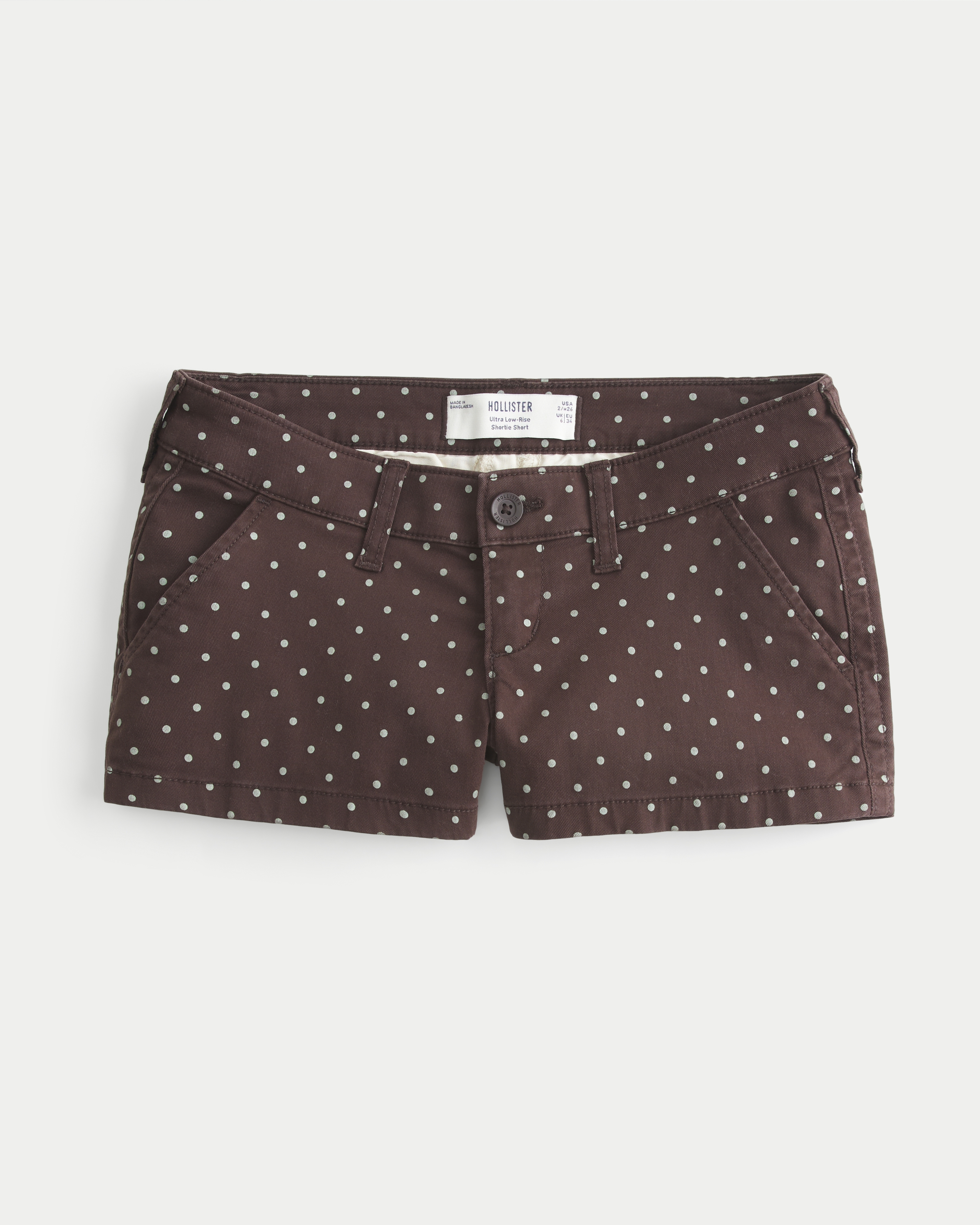 Ultra Low-Rise Dot Twill Shortie Shorts