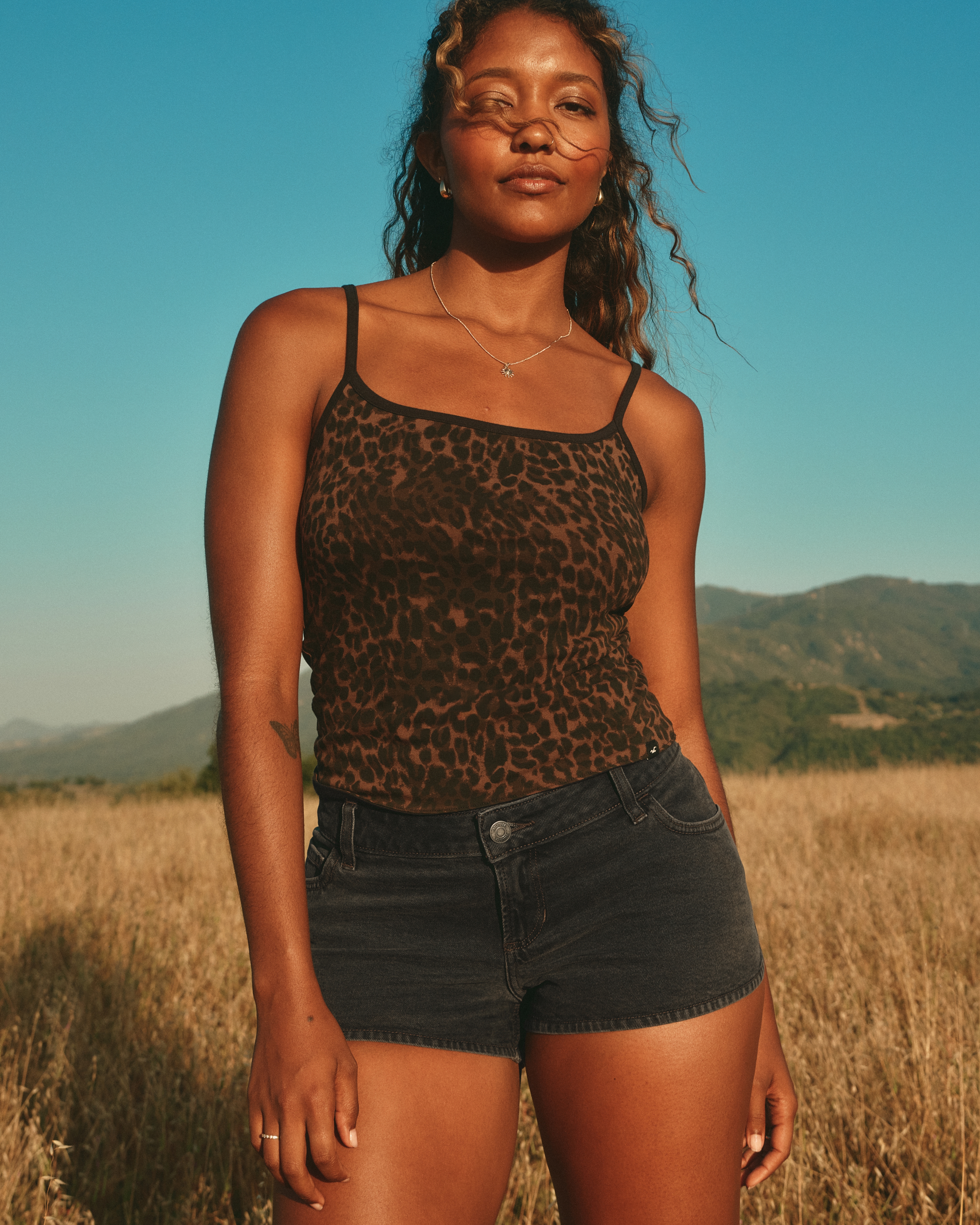 Ultra Low-Rise Denim Micro Shortie Shorts