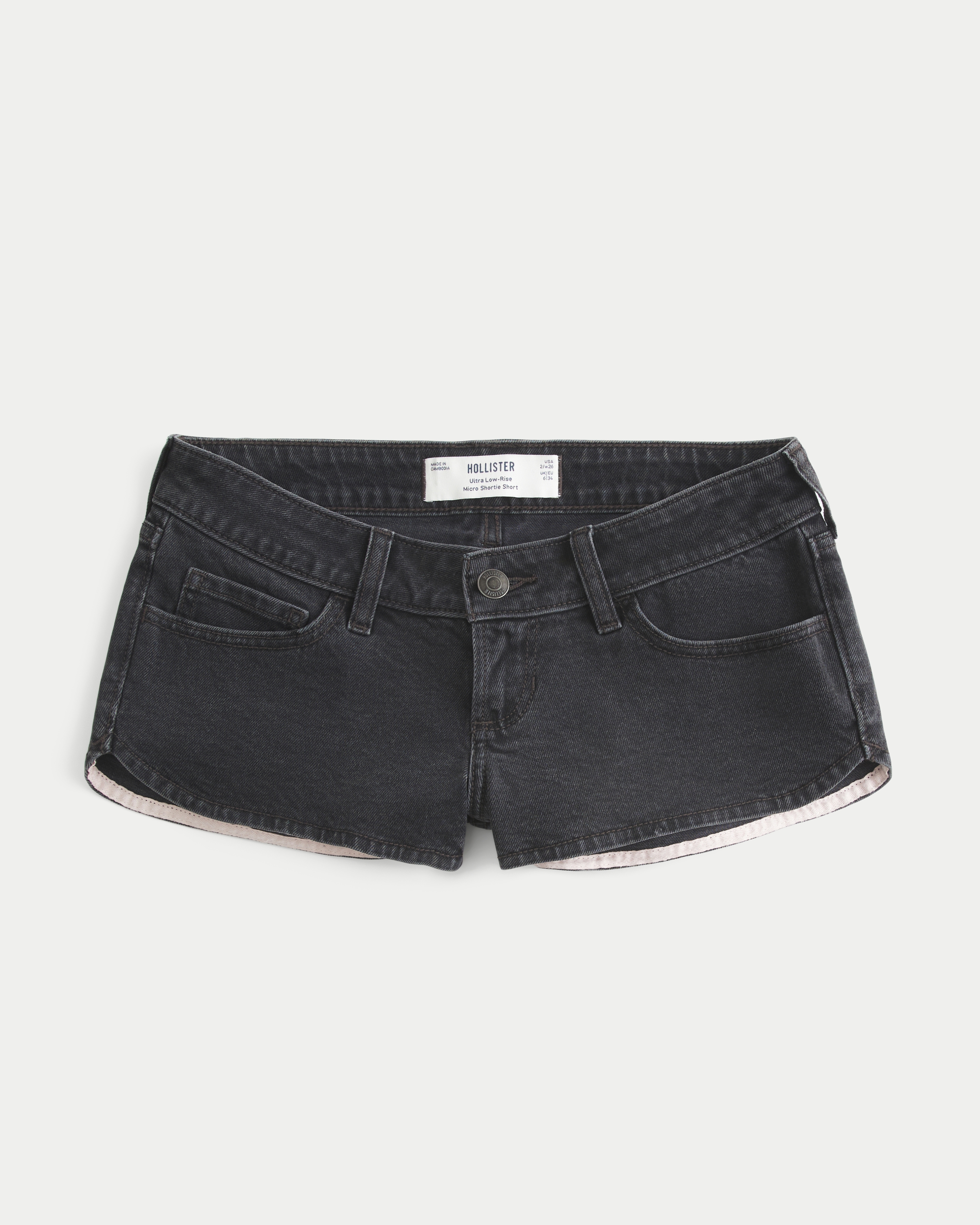 Ultra Low-Rise Denim Micro Shortie Shorts