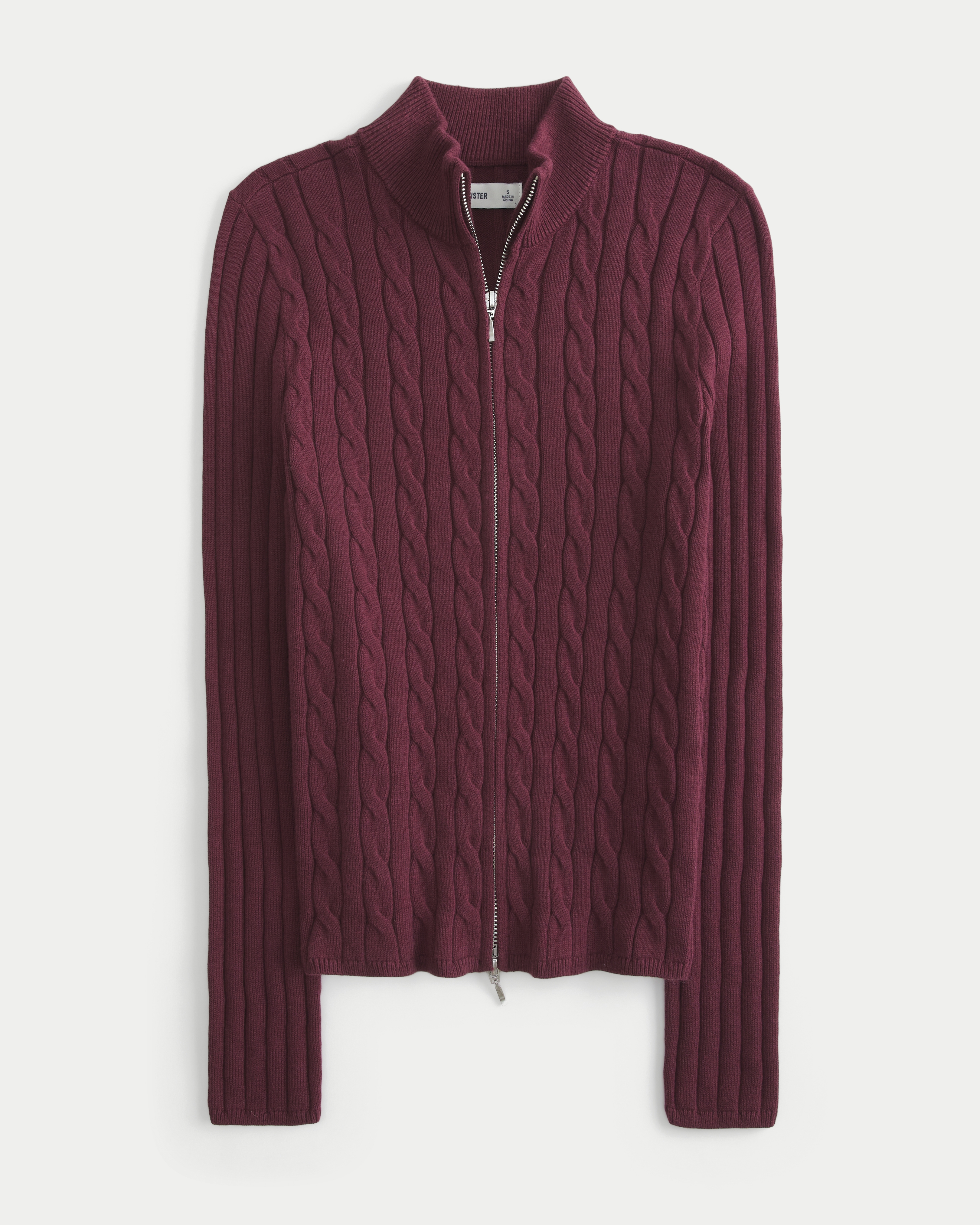 Cable-Knit Zip-Up Sweater