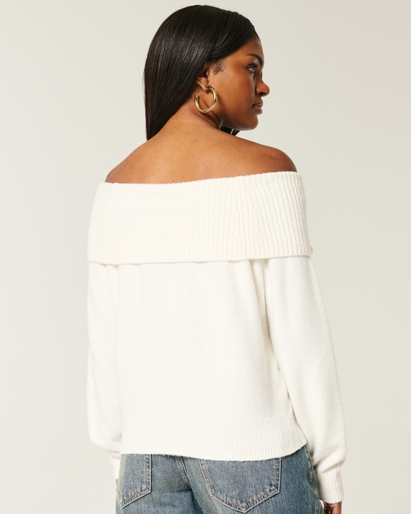 Hollister Comfy Cloud Off-the-Shoulder Twist Sweater, Cloud White view 2