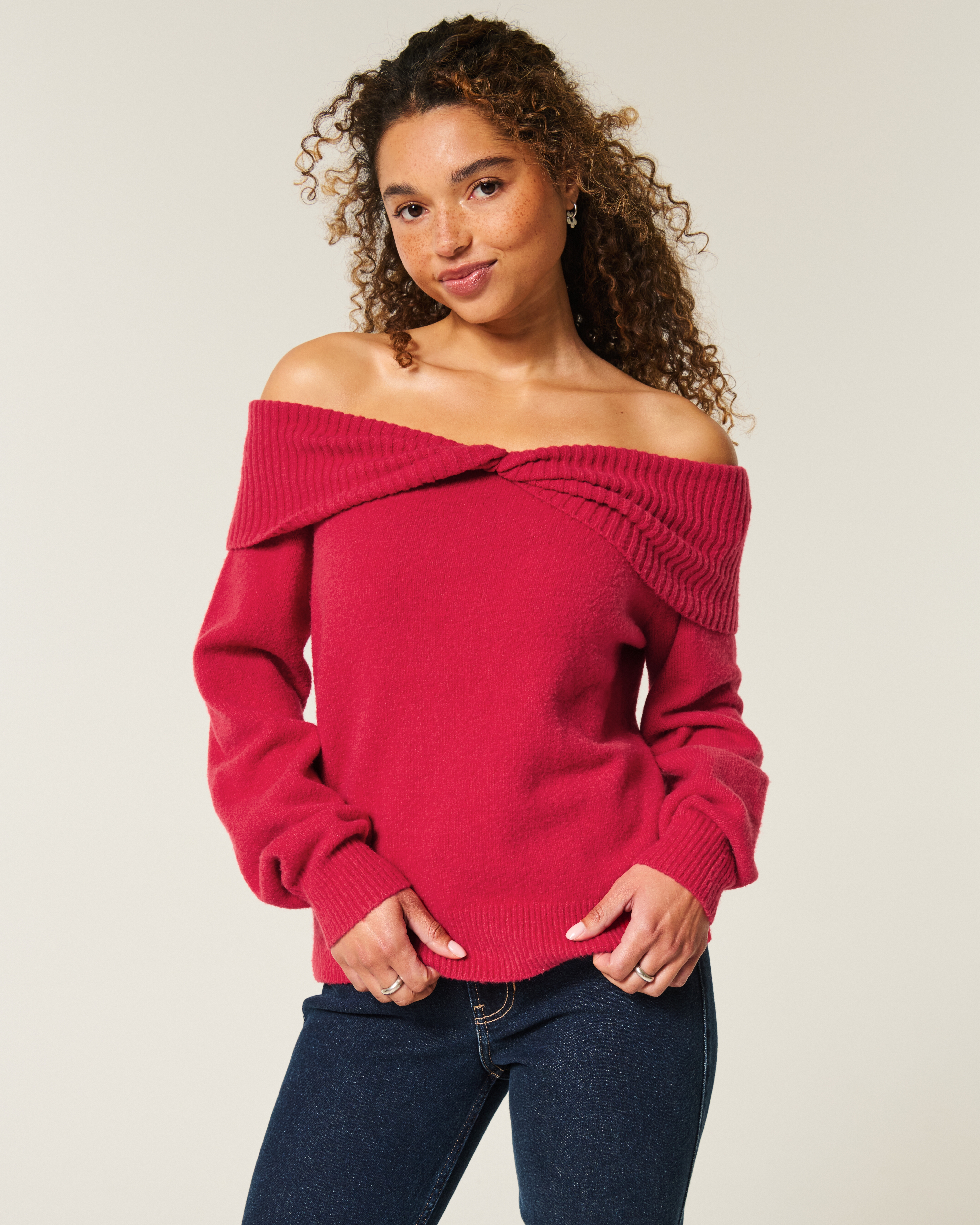 Hollister Comfy Cloud Off-the-Shoulder Twist Sweater