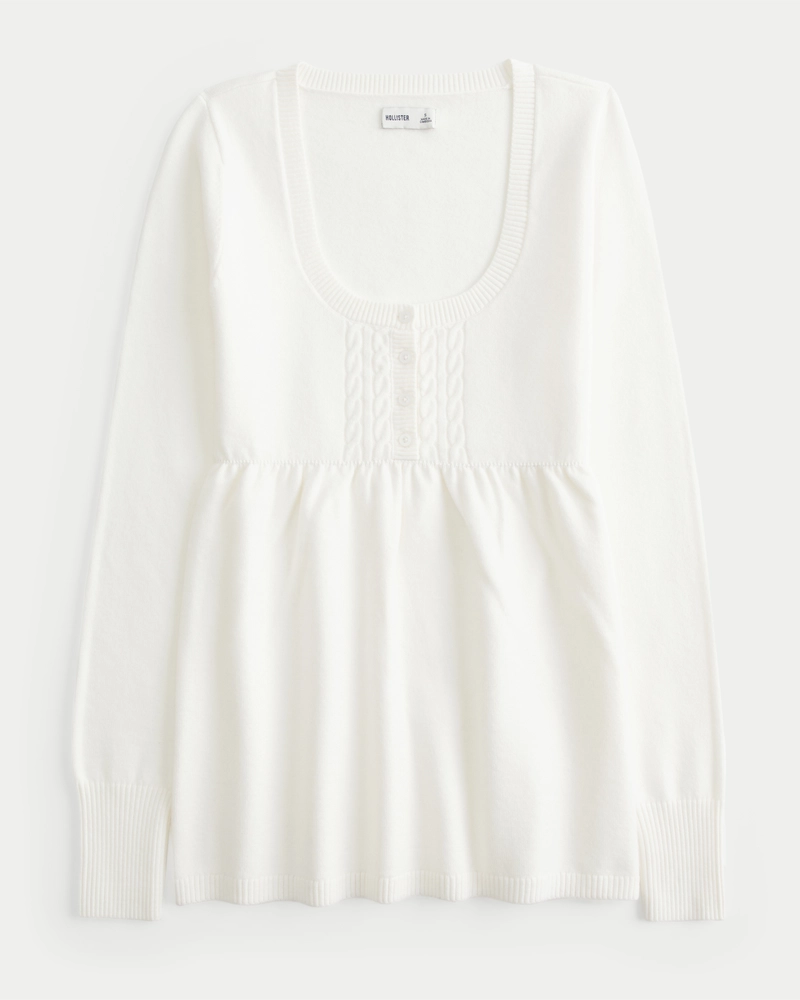 Easy Cable-Knit Babydoll Sweater