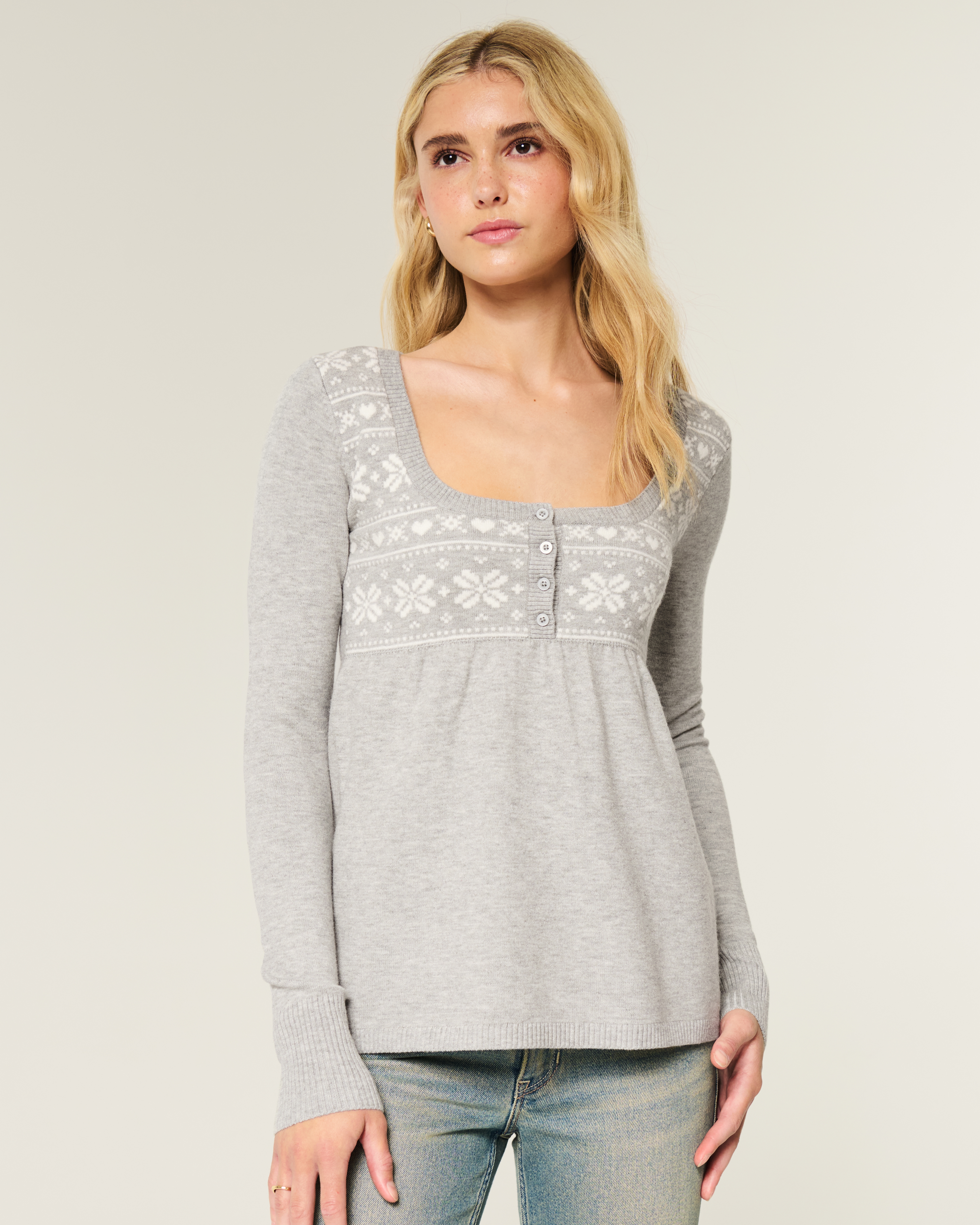 Easy Fair Isle Babydoll Sweater
