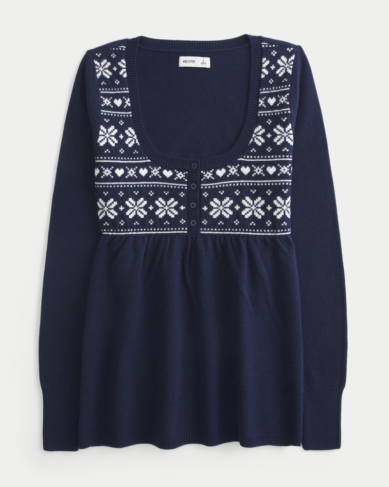 Easy Fair Isle Babydoll Sweater