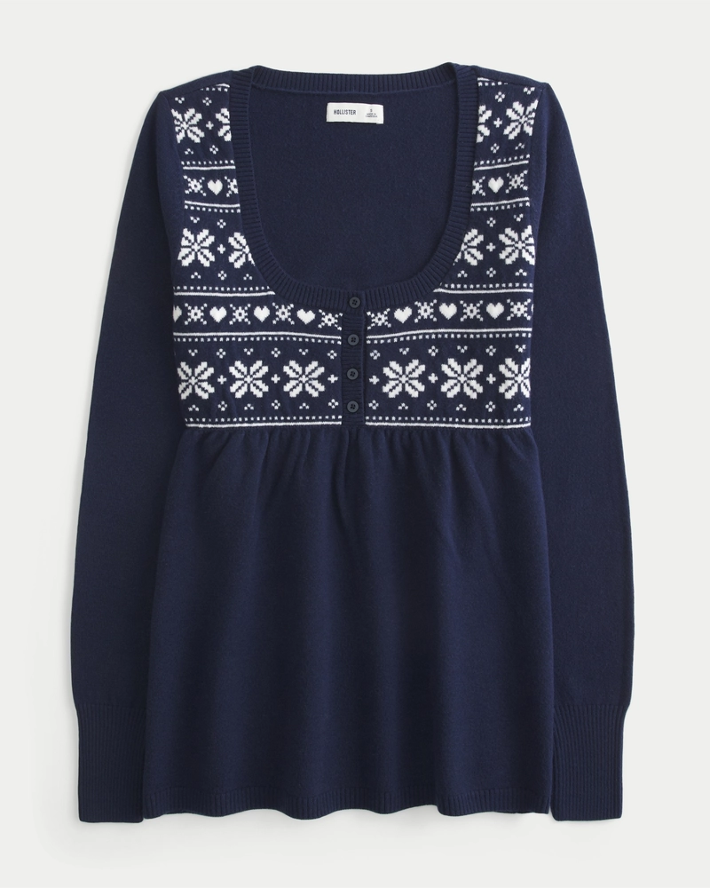 Easy Fair Isle Babydoll Sweater