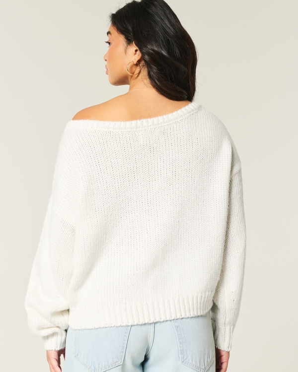 Easy Off-the-Shoulder Sweater, Cloud White view 2