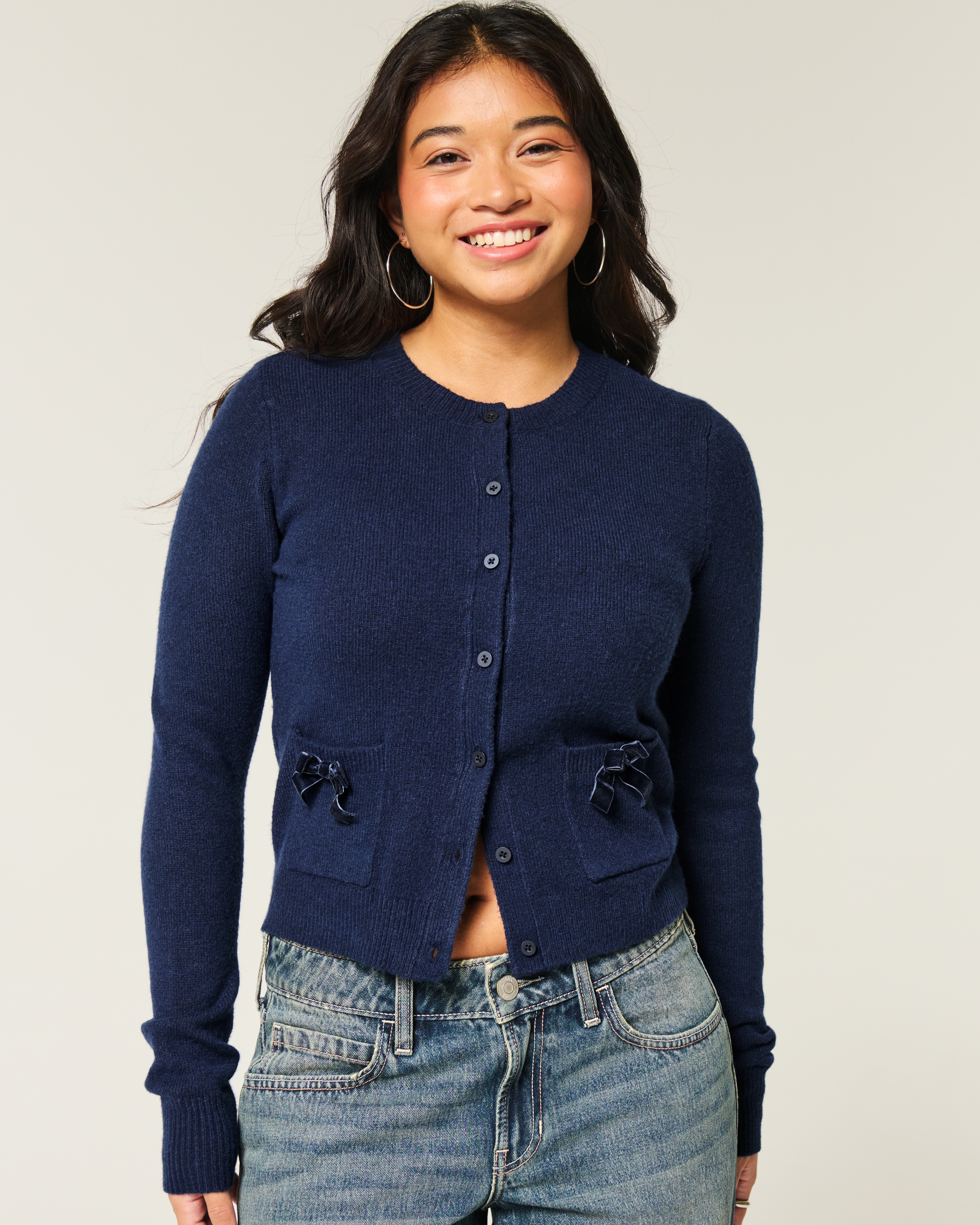 Hollister Comfy Cloud Easy Bow Pocket Cardigan