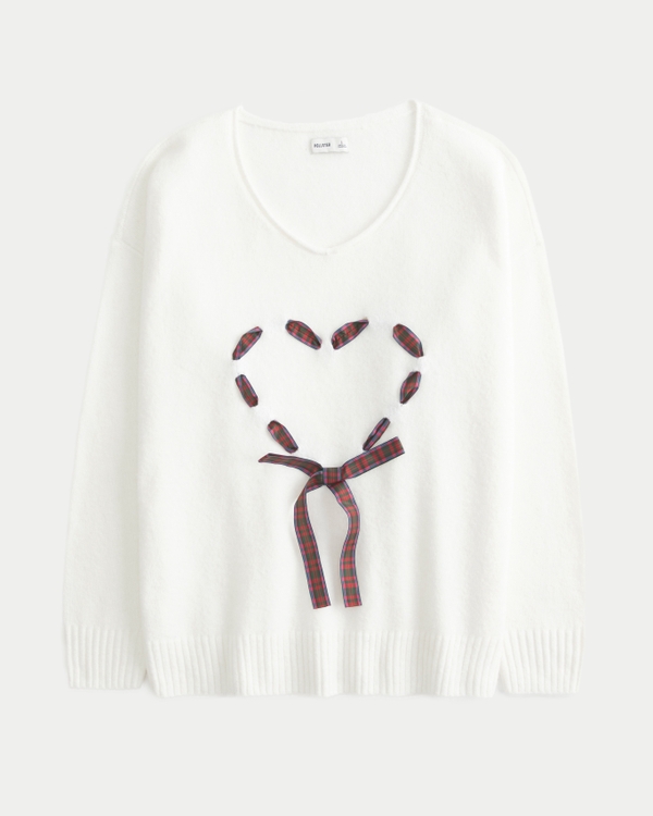 Hollister Comfy Cloud Oversized Heart Sweater, Cloud White view 1