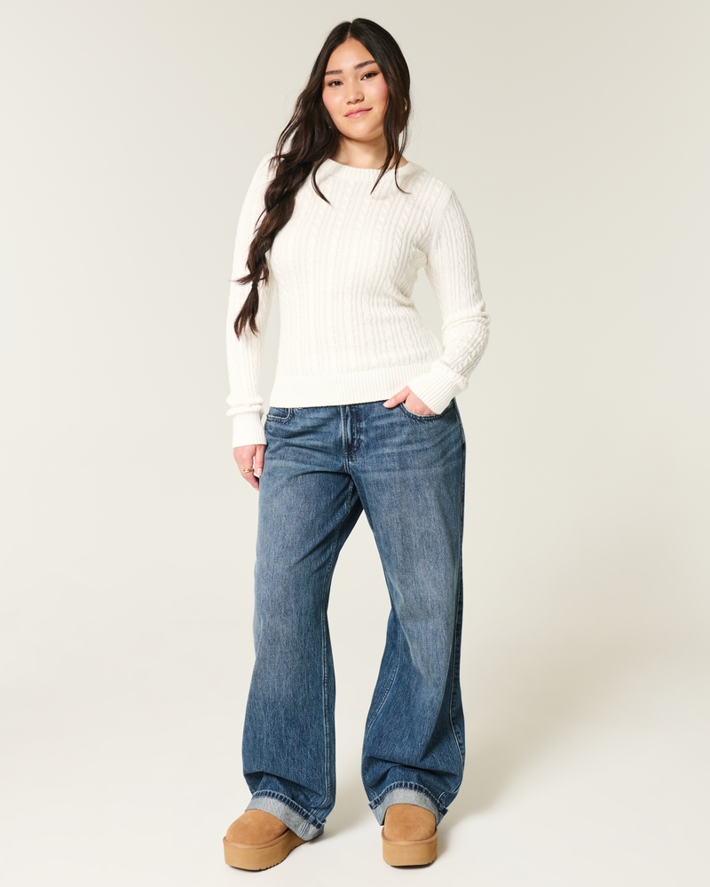 Cable-Knit Crew Sweater