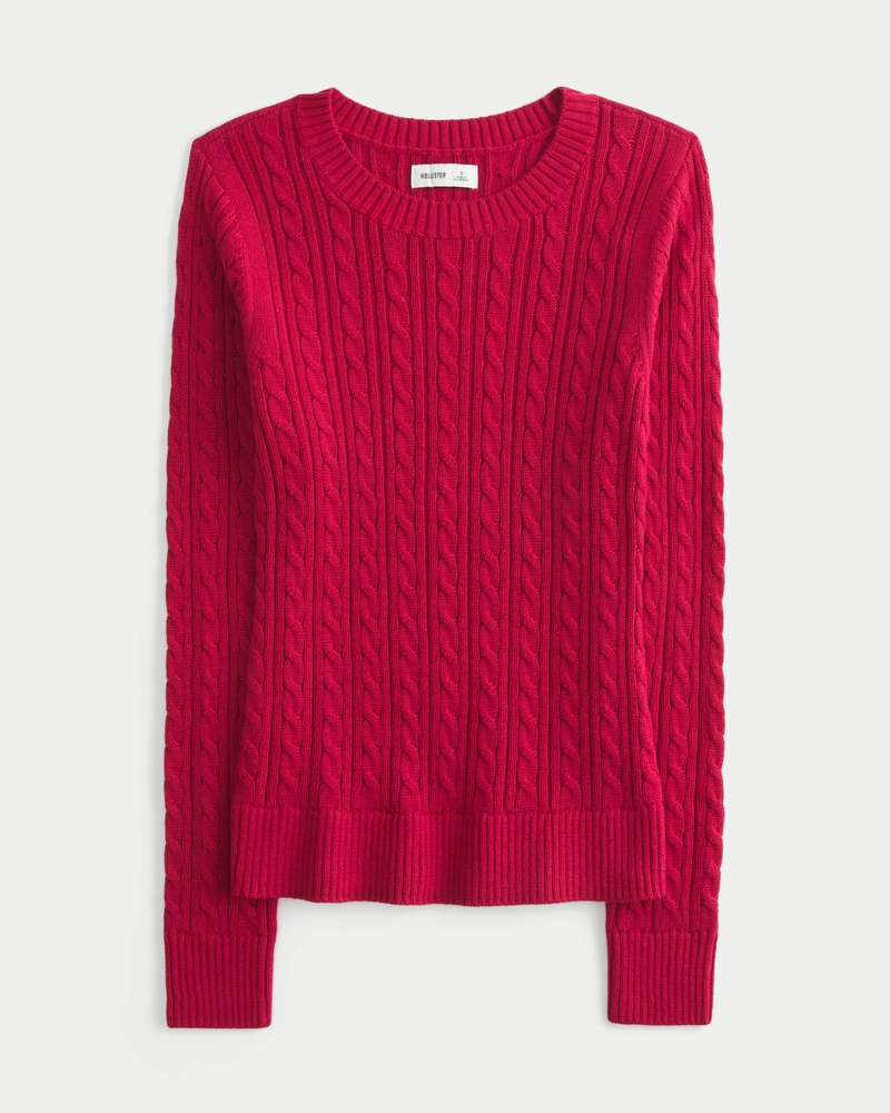 Cable-Knit Crew Sweater
