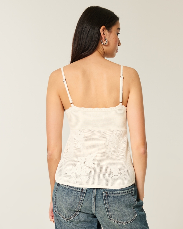 Easy Needlepoint-Style Halter Babydoll Cami, Off White view 2