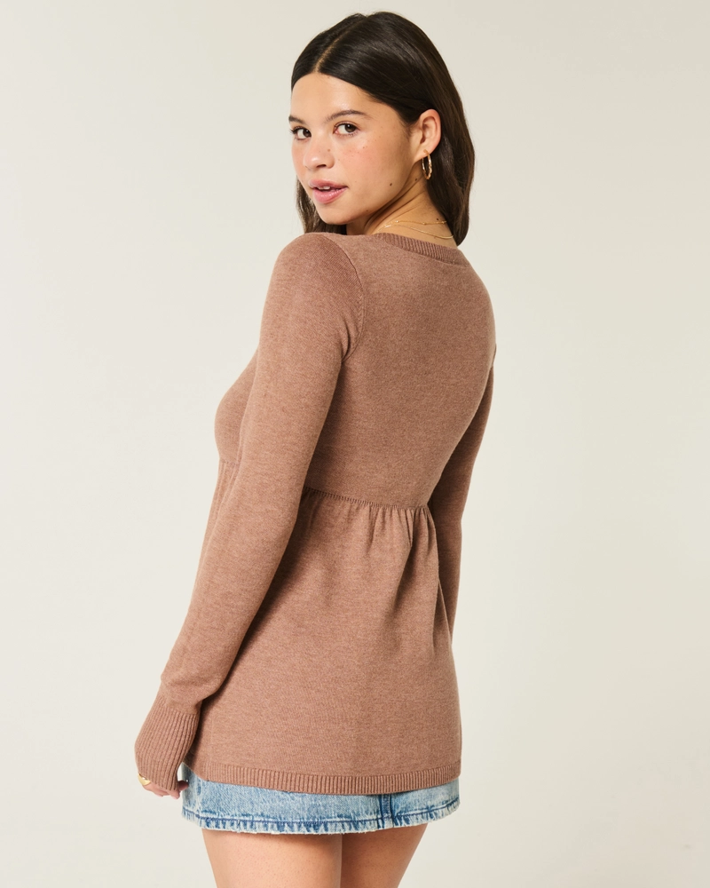 Easy Cable-Knit Babydoll Sweater