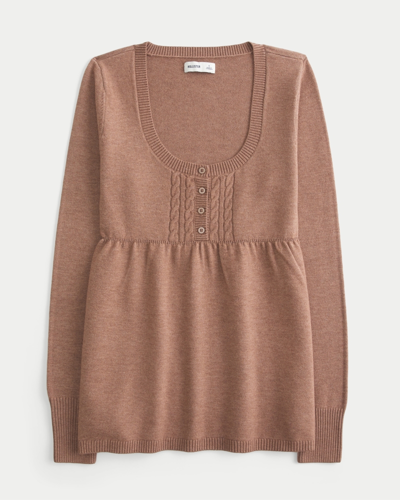 Easy Cable-Knit Babydoll Sweater