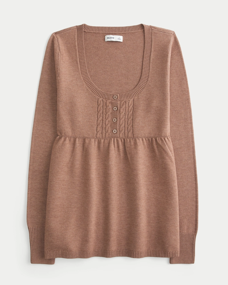 Easy Cable-Knit Babydoll Sweater