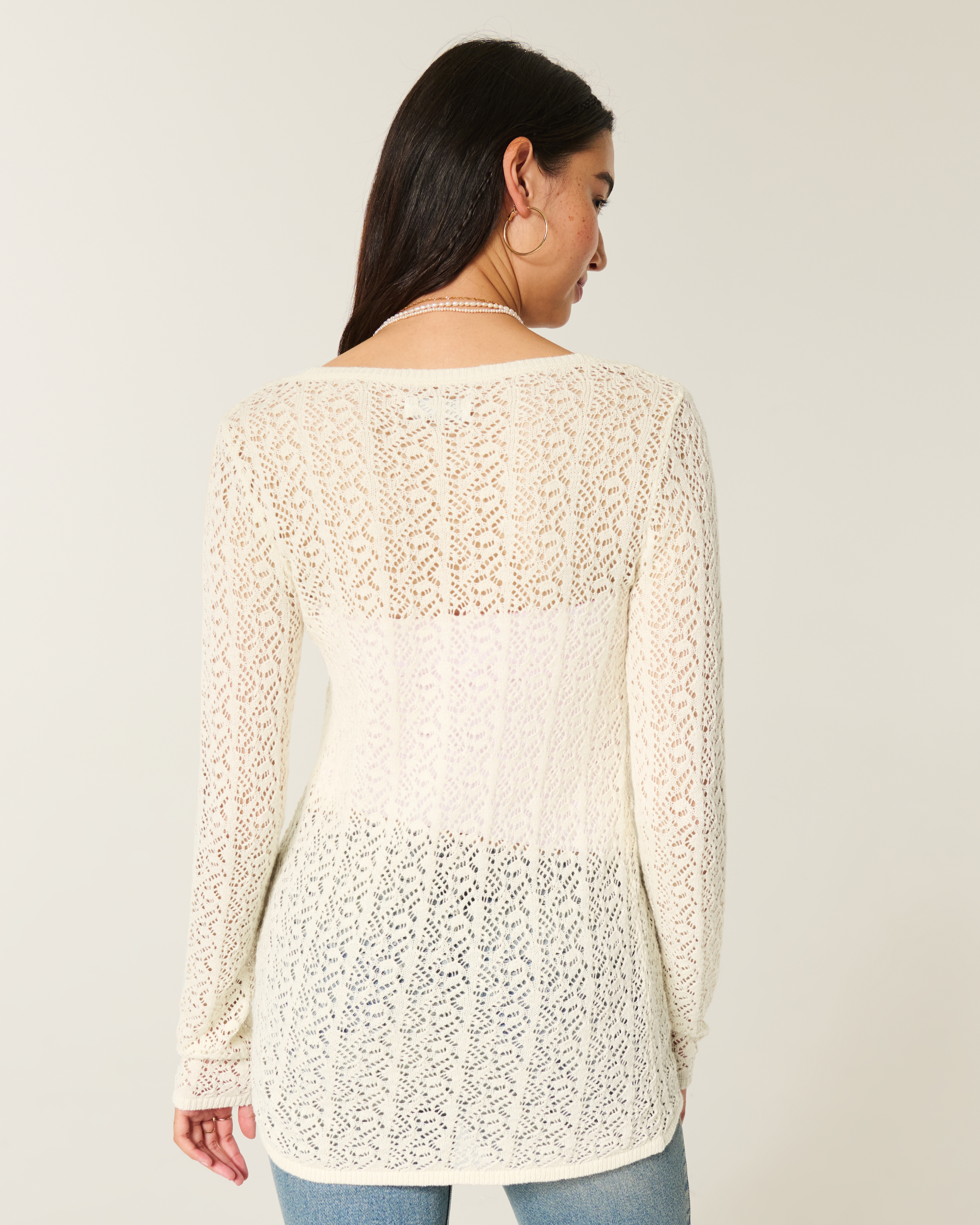 Easy Long-Sleeve Tie-Front Beachy Cardigan