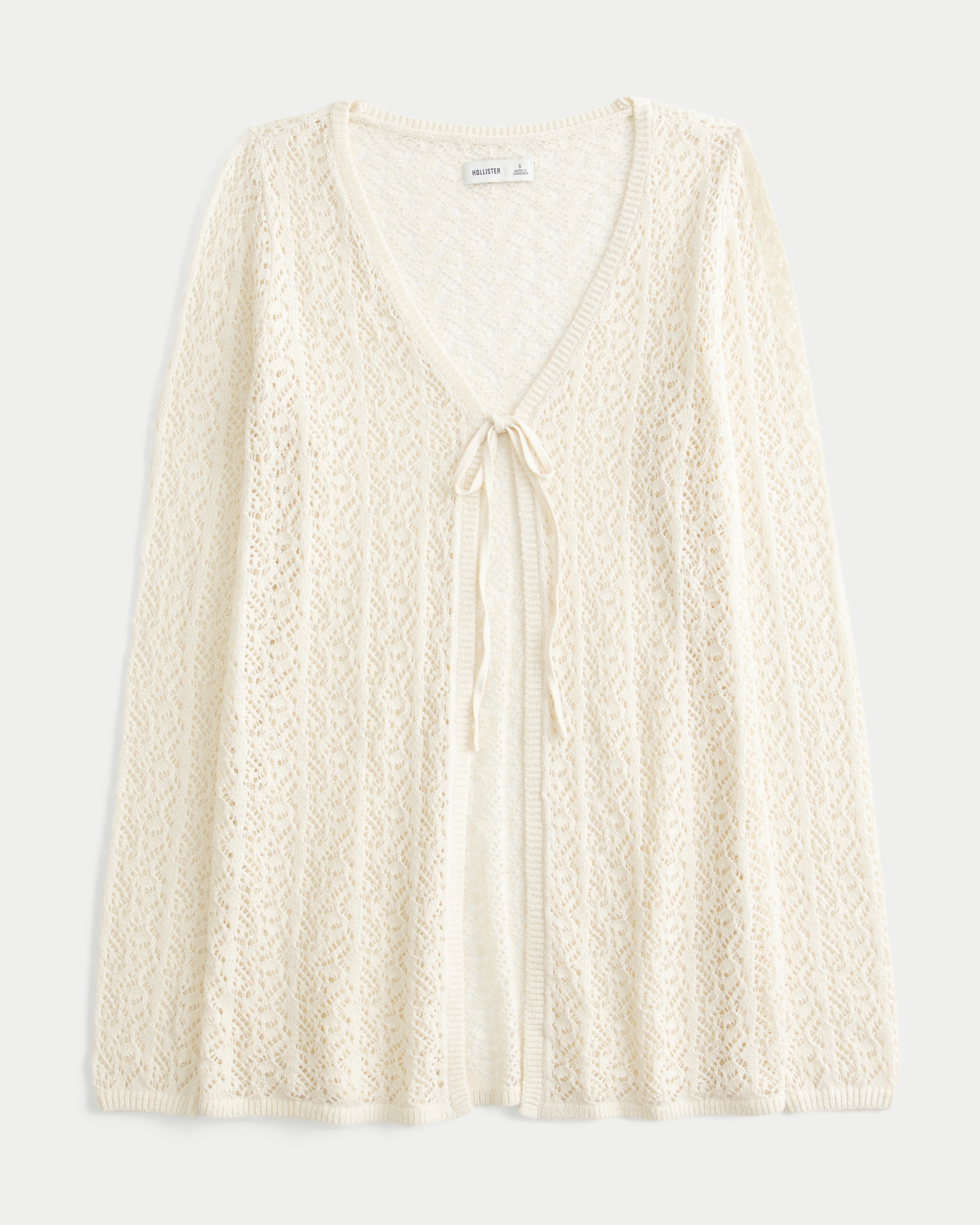Easy Long-Sleeve Tie-Front Beachy Cardigan