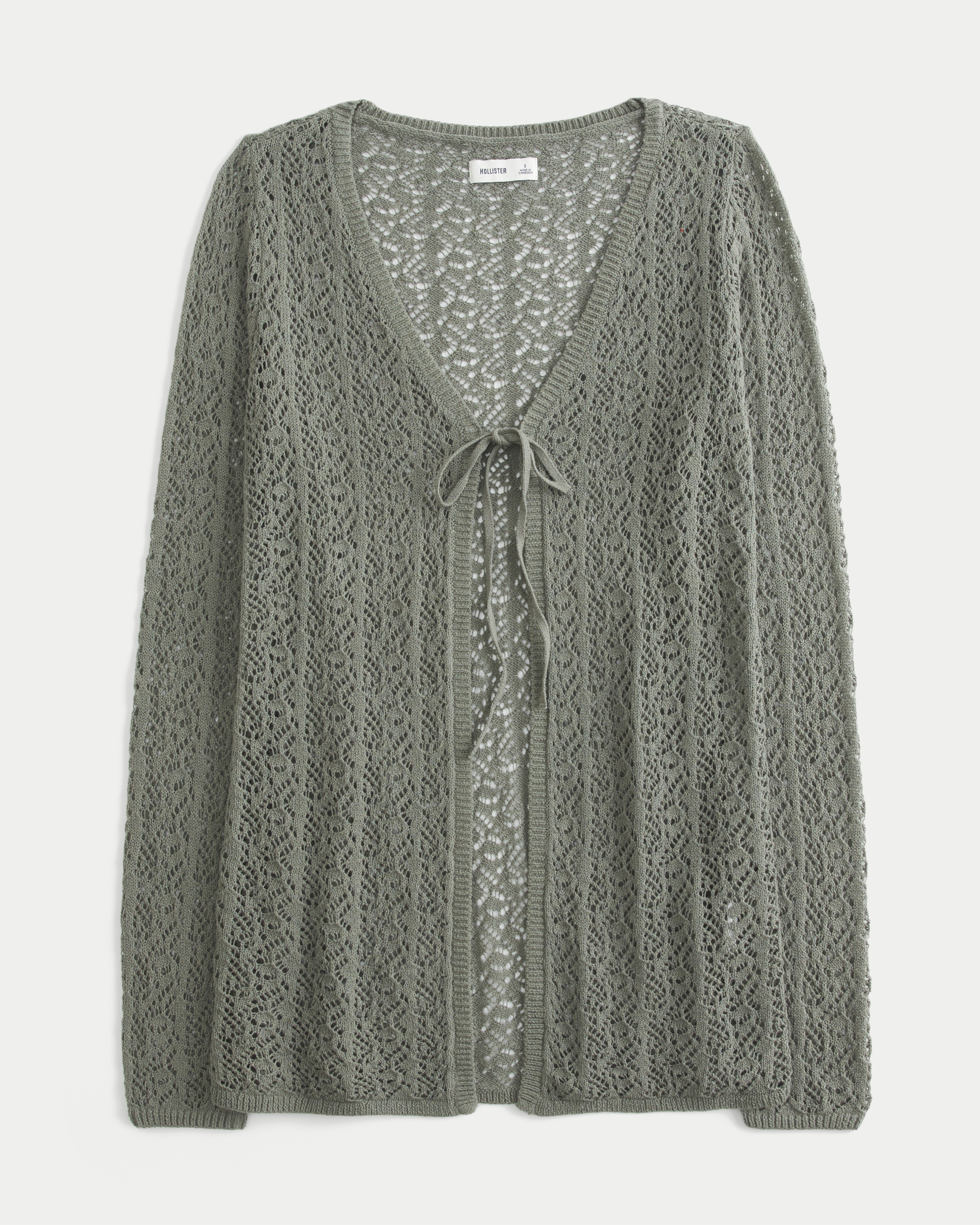 Easy Long-Sleeve Tie-Front Beachy Cardigan