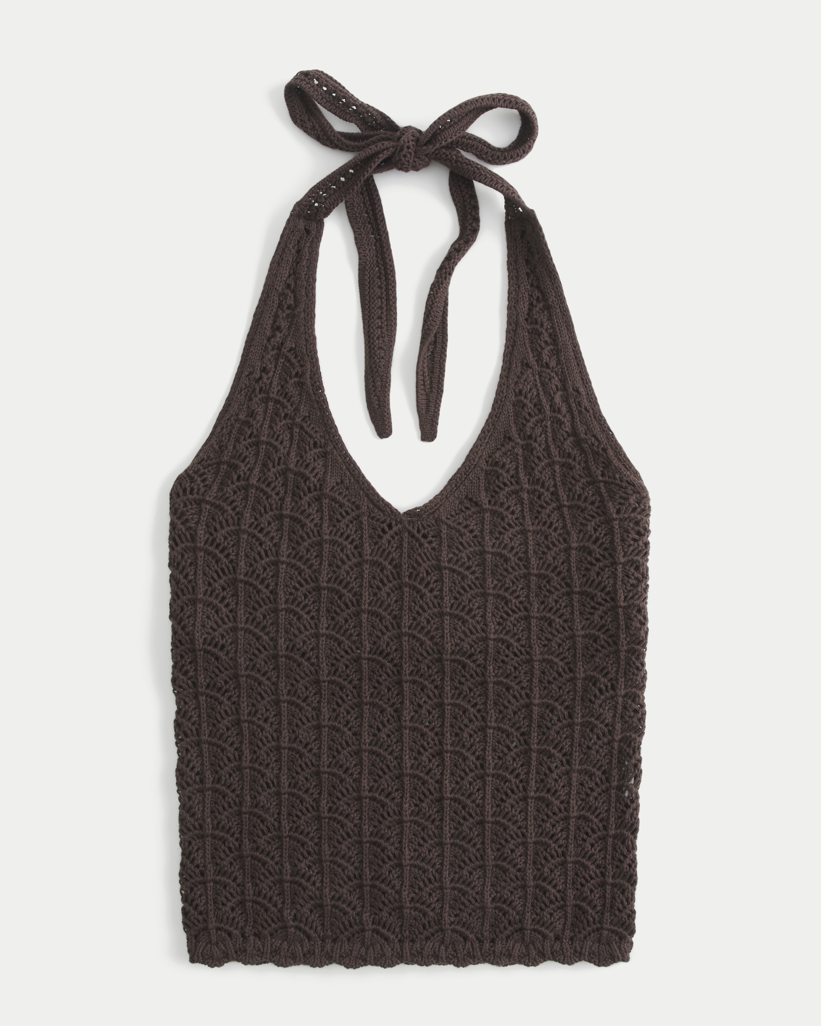 Open-Stitch Sweater Halter Top