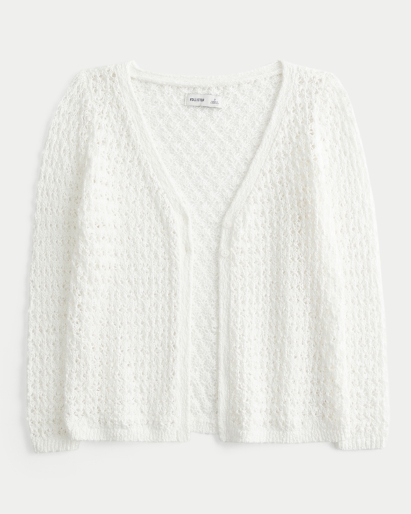 Three-Quarter Sleeve Crochet-Style Cardigan