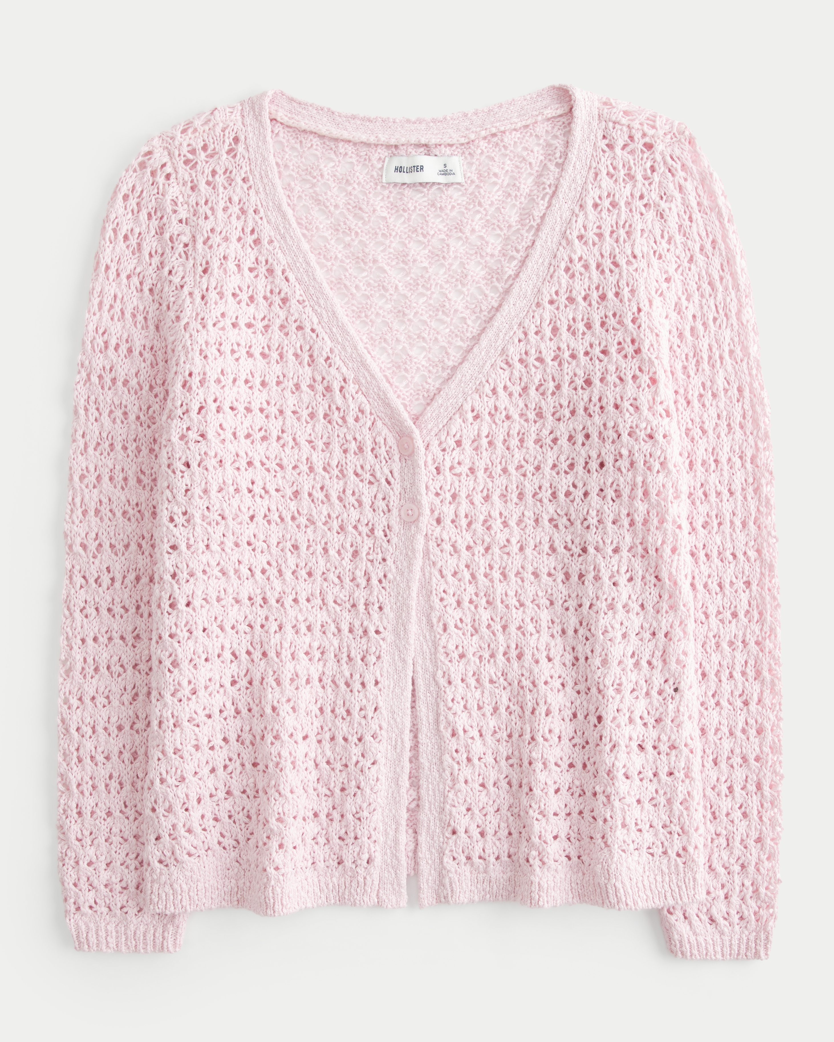 Three-Quarter Sleeve Crochet-Style Cardigan