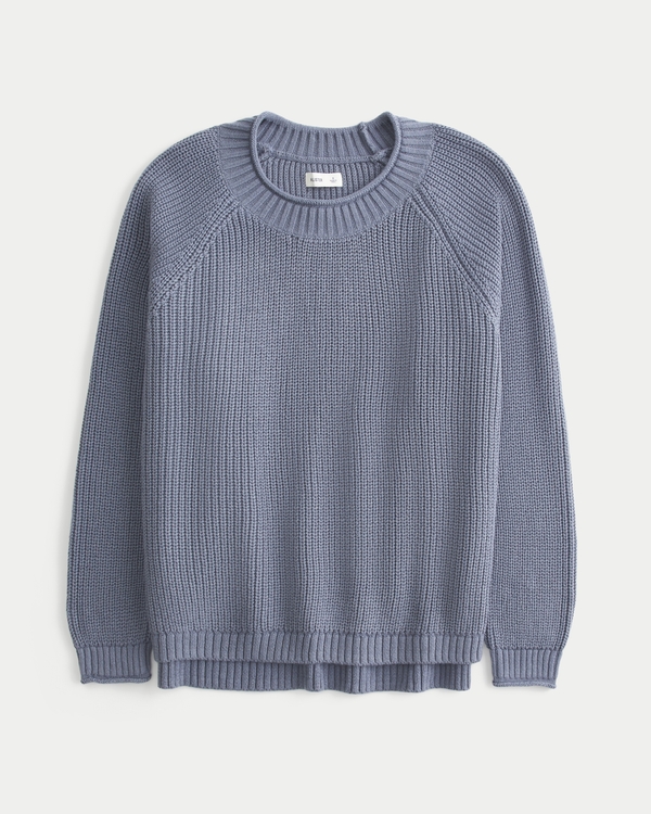 Oversized Roll-Neck Sweater, Dark Blue Grey view 1